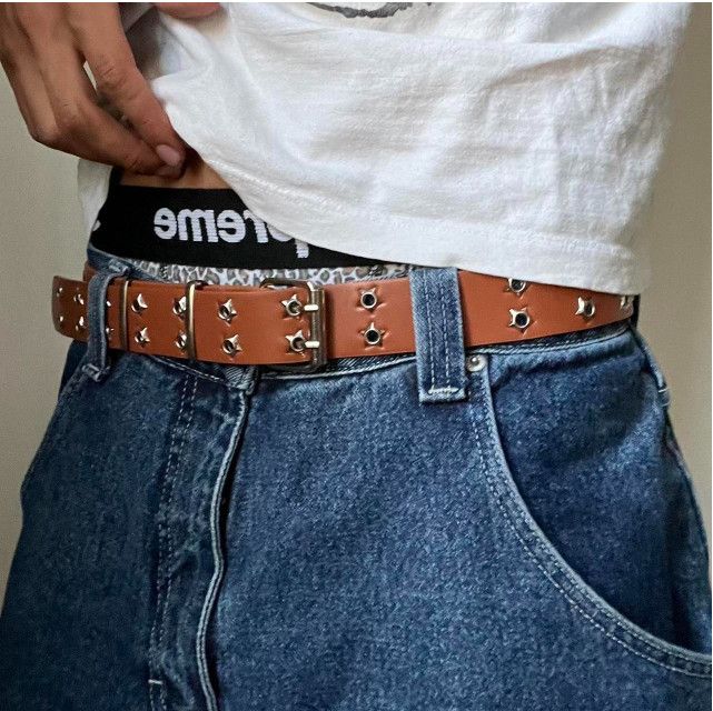 Japanese Brand Y2K 2000s vintage style star rivet goth emo leather belt ...