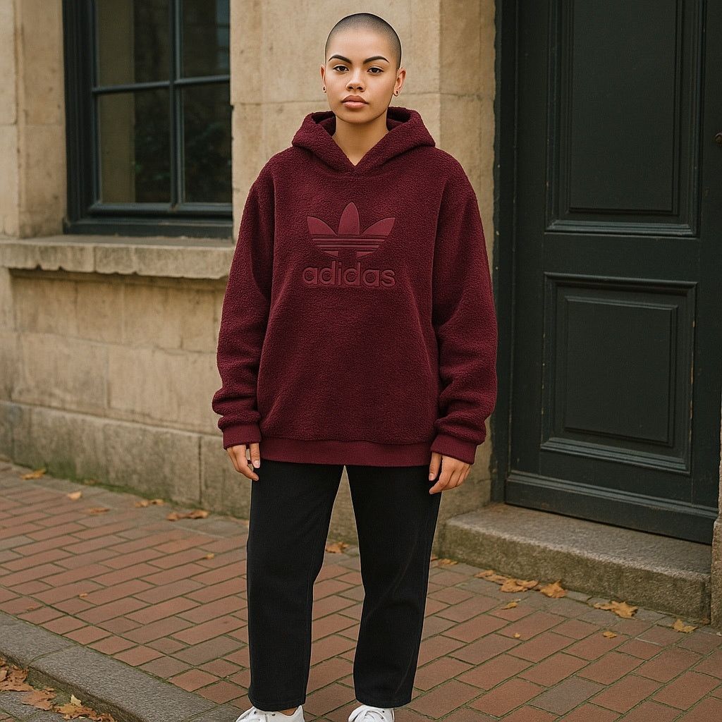 Adidas Adidas Burgundy Hoodie Fuzzy So Cute Size L / US 10 / IT 46 - 1 Thumbnail