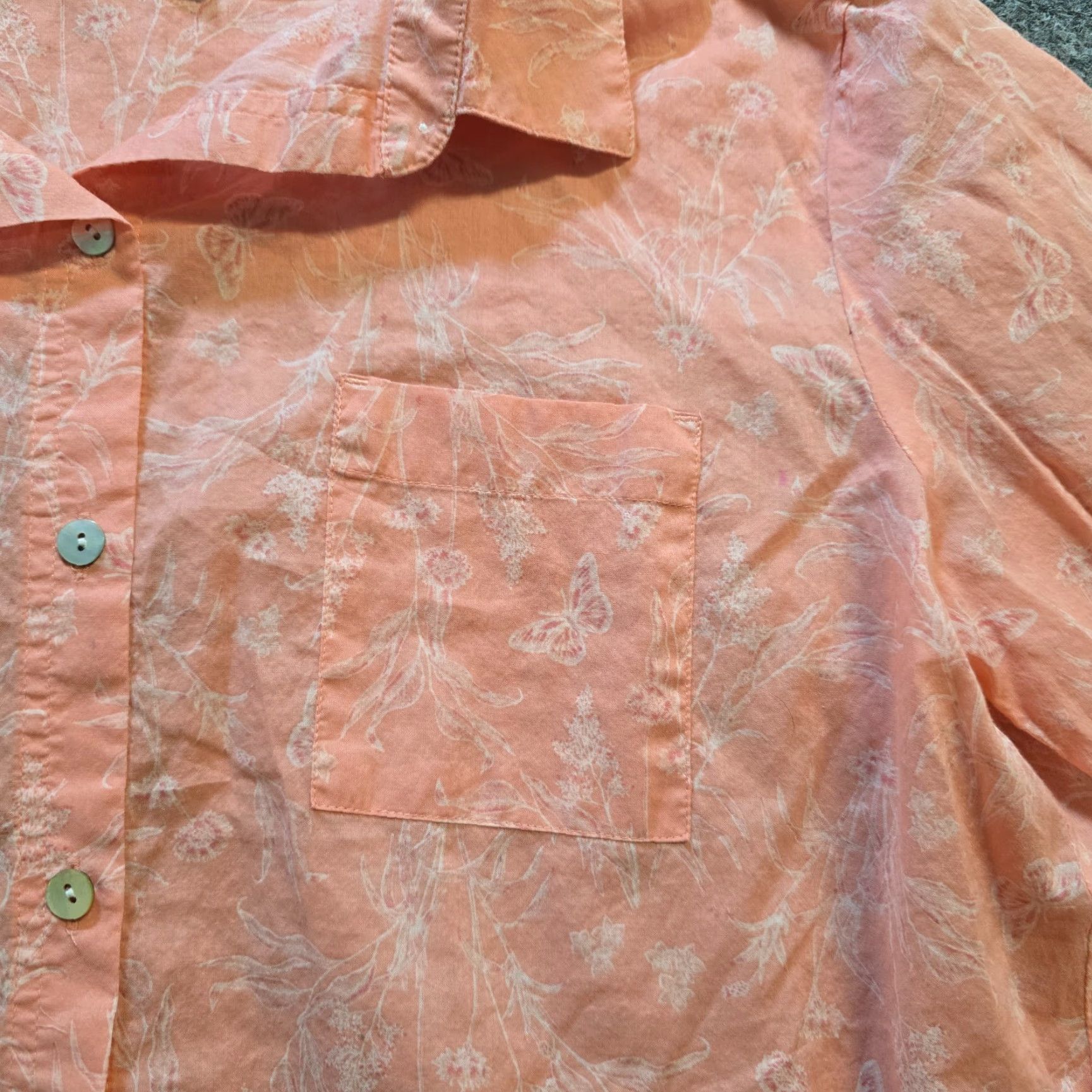 J. Jill J. Jill Top Womens Medium Tall Pink Floral Butterfly Button Long Sleeve Casual Shirt Size M / US 6-8 / IT 42-44 - 3 Thumbnail