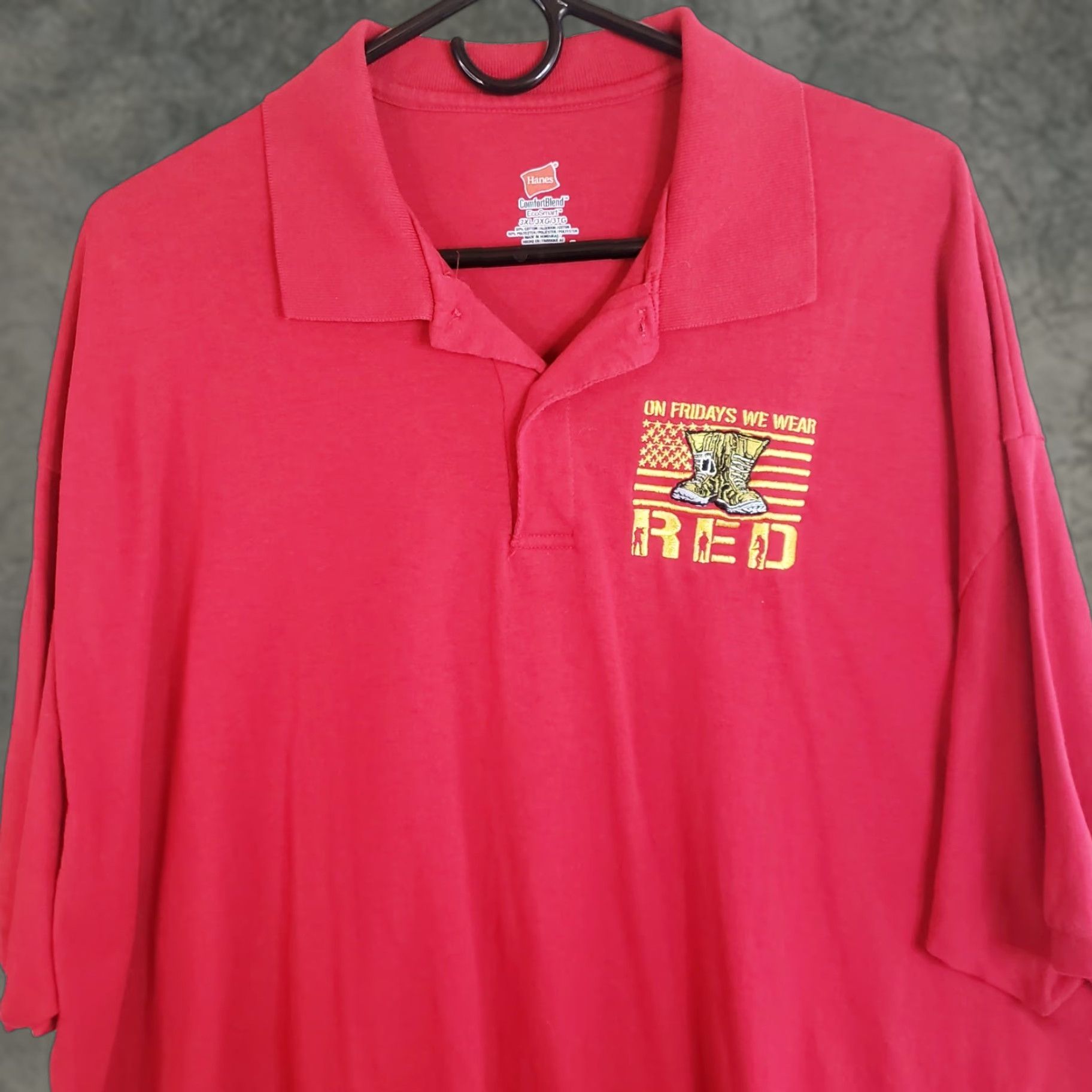 Hanes VINTAGE US Marines? ON Fridays We Wear Red Polo Shirt USMC 3XL Red Polo Embroidered USMC Men Big & Tall Polo Shirt Size US XXL / EU 58 / 5 - 1 Thumbnail