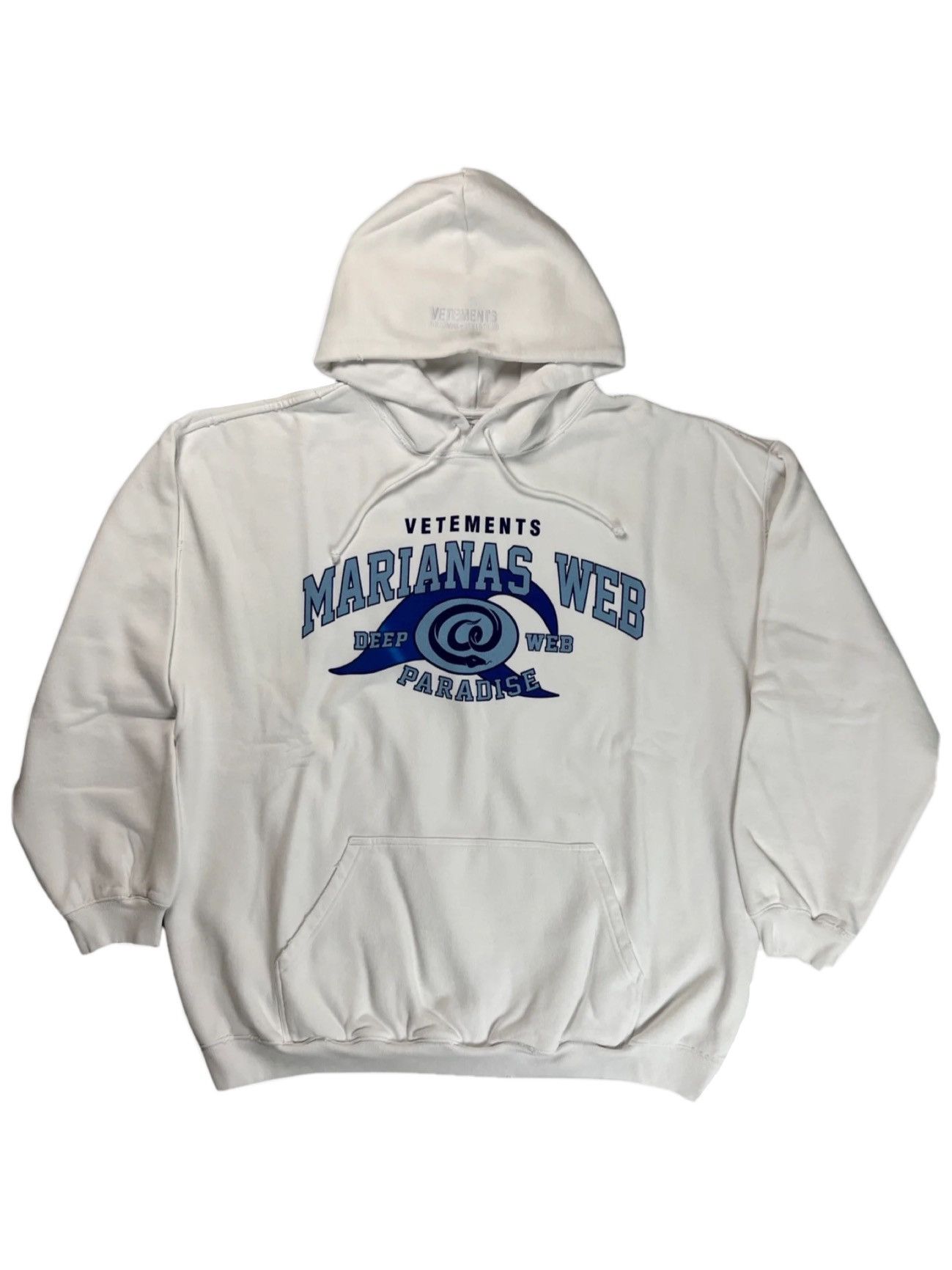 Pre-owned Vetements Aw19 Marianas Deep Web Paradise Hoodie In White