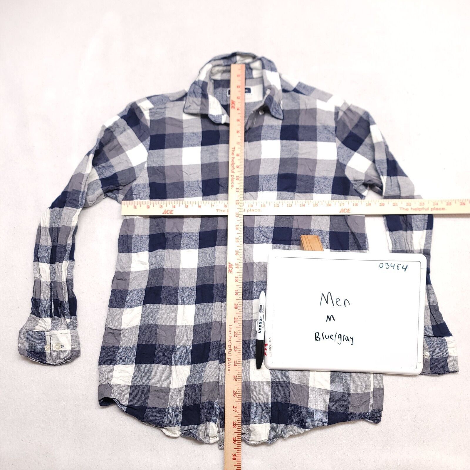 Club Room Club Room GIngham Flannel Shirt Mens Size M Blue Gray Size US M / EU 48-50 / 2 - 6 Thumbnail