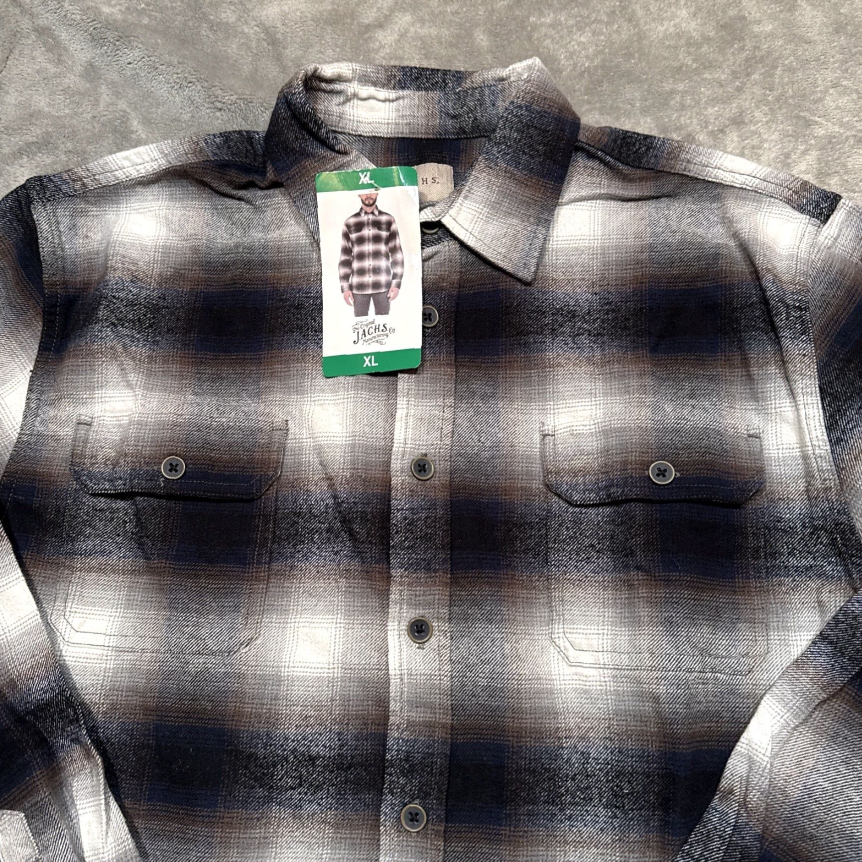 Vintage NWT JACHS Flannel Shirt Mens XL Navy Brown Long Sleeve Cotton Gorpcore Button-Up Casual Plaid 3 Pocket Size US XL / EU 56 / 4 - 2 Thumbnail