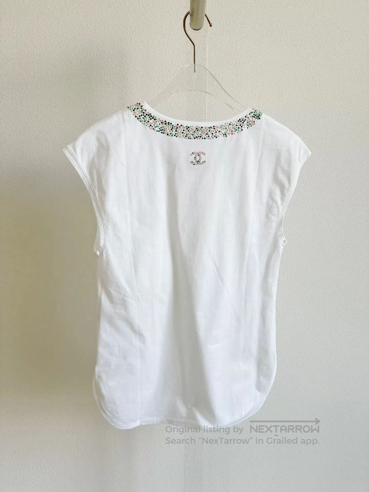 Chanel Chanel White Rhinestone T-shirt. Size XXS / US 00 / IT 34 - 3 Thumbnail