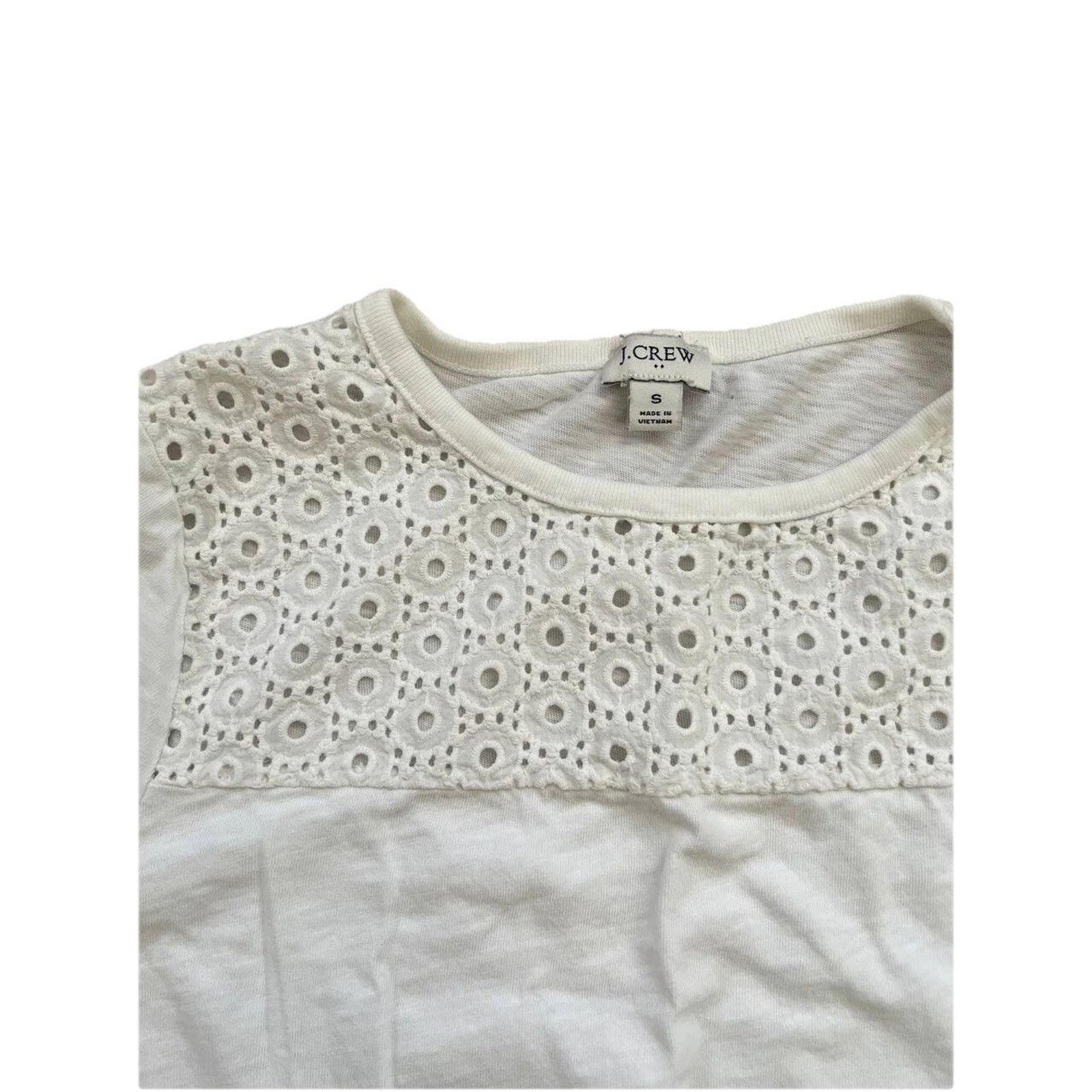 J.Crew J. Crew White Eylet Yoke T-Shirt Sleeve White Size S A000869 Size S / US 4 / IT 40 - 5 Thumbnail