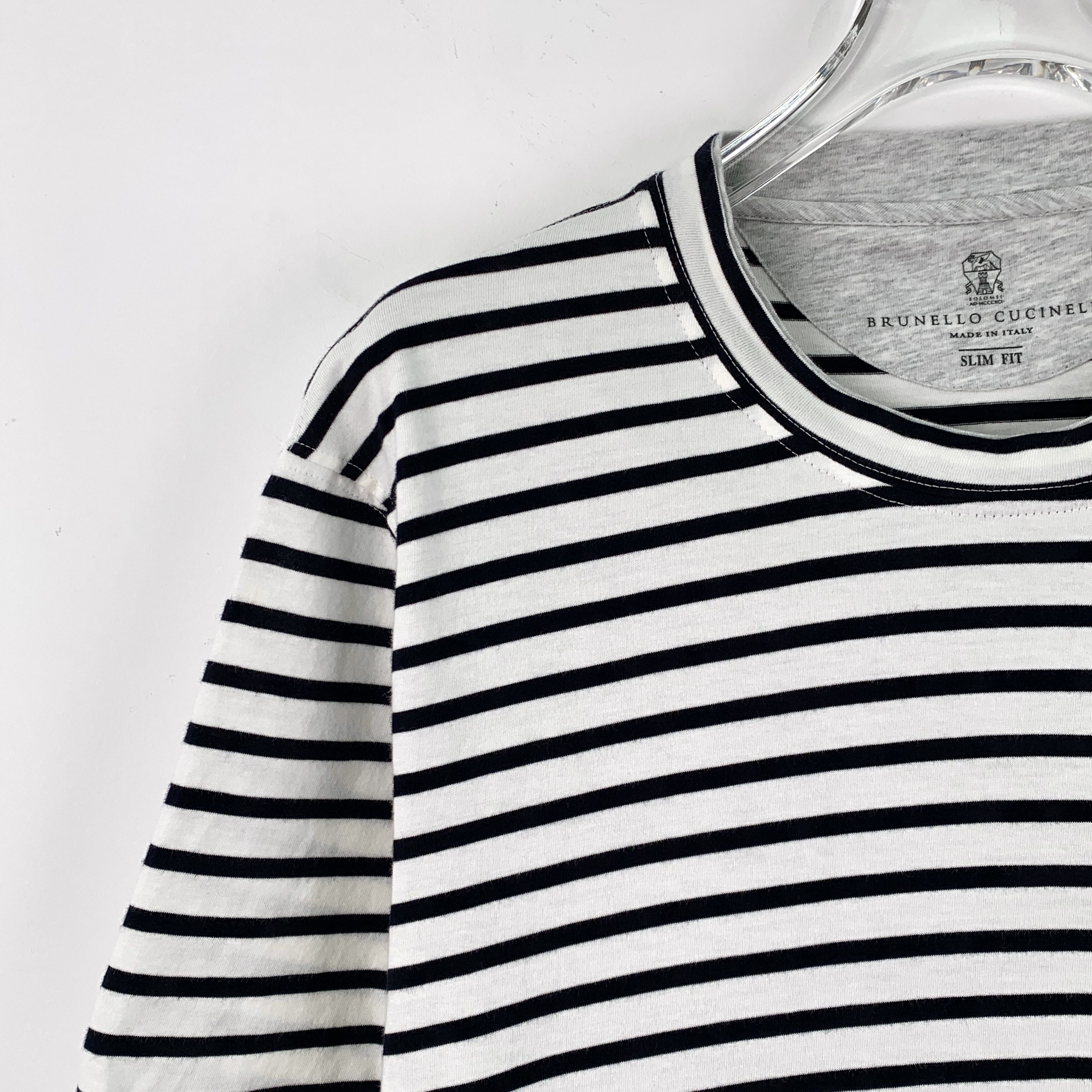 Brunello Cucinelli Brunello Cucinelli Tee – Grey Stripe Cotton (Size M) Size US M / EU 48-50 / 2 - 5 Thumbnail