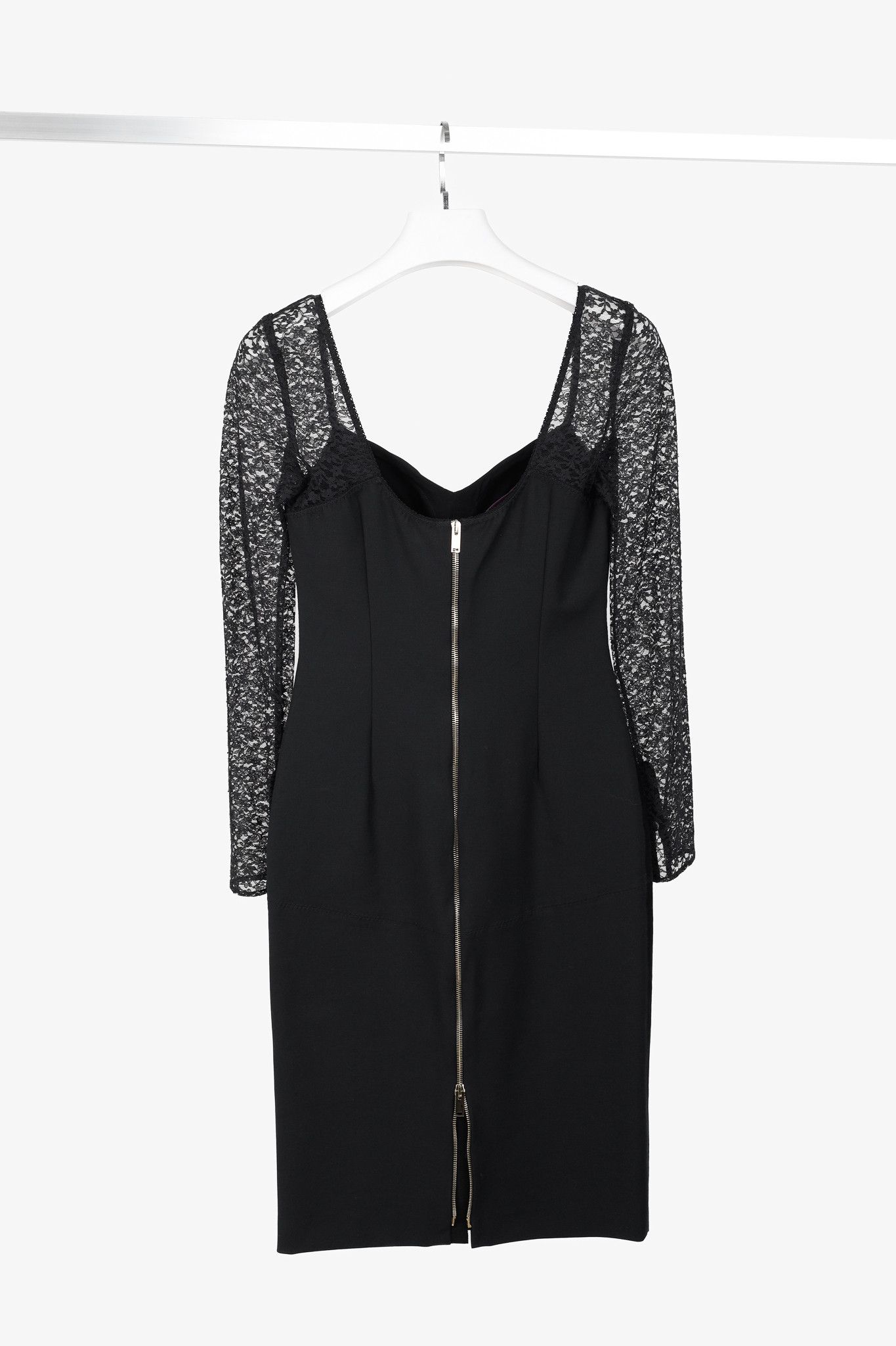 Stella McCartney Stella McCartney Black Lace-Trim Long-Sleeve Bodycon Dress Size M / US 6-8 / IT 42-44 - 2 Thumbnail