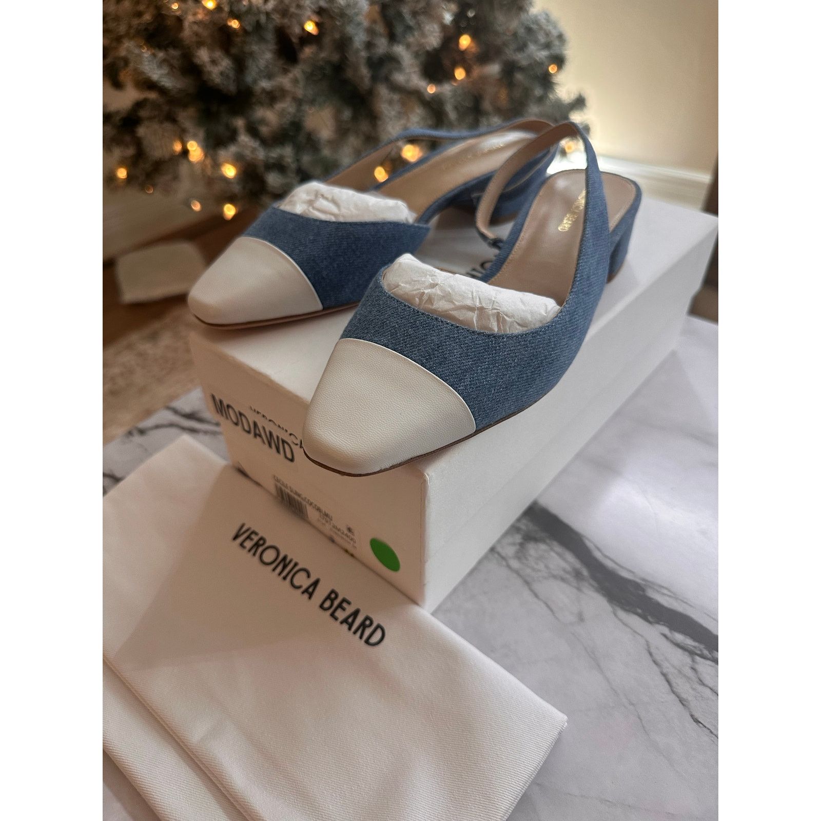 Veronica Beard NEW Veronica Beard Cecile Denim Cap-Toe Slingback size 7 Size US 7 / IT 37 - 2 Thumbnail
