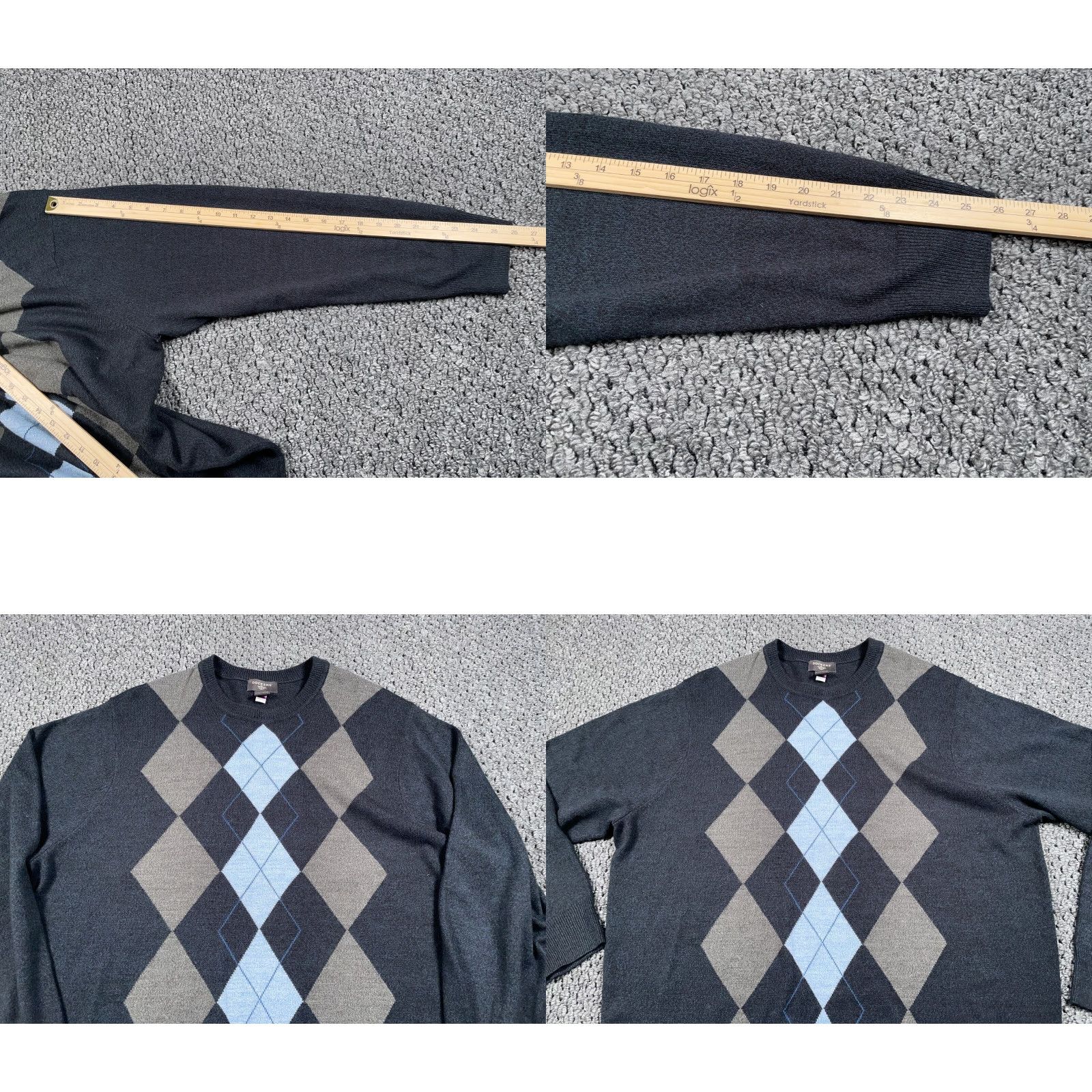 Dockers DOCKERS Argyle Sweater Adult 2XL Dark Gray Lightweight Knit Crew Neck Mens Size US XXL / EU 58 / 5 - 8 Thumbnail