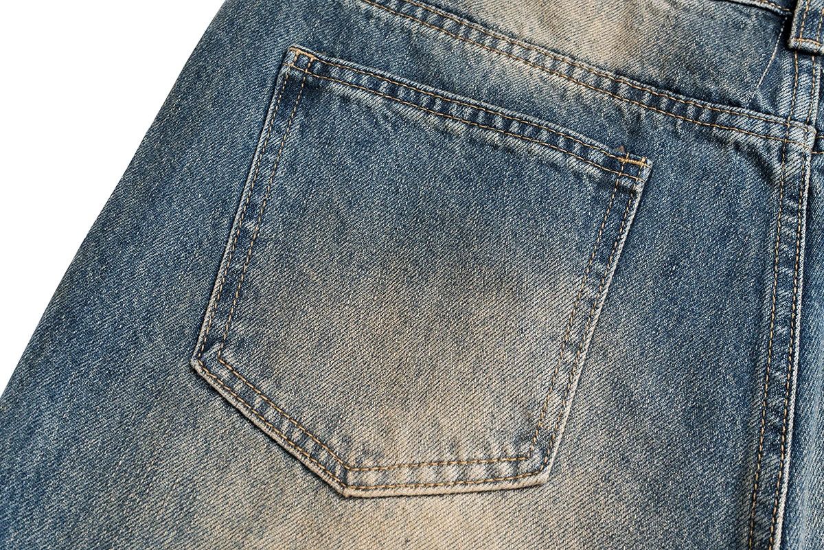 Japanese Brand Vintage Washed Dirty Yellow Mud Baggy Jeans Size US 33 - 7 Thumbnail