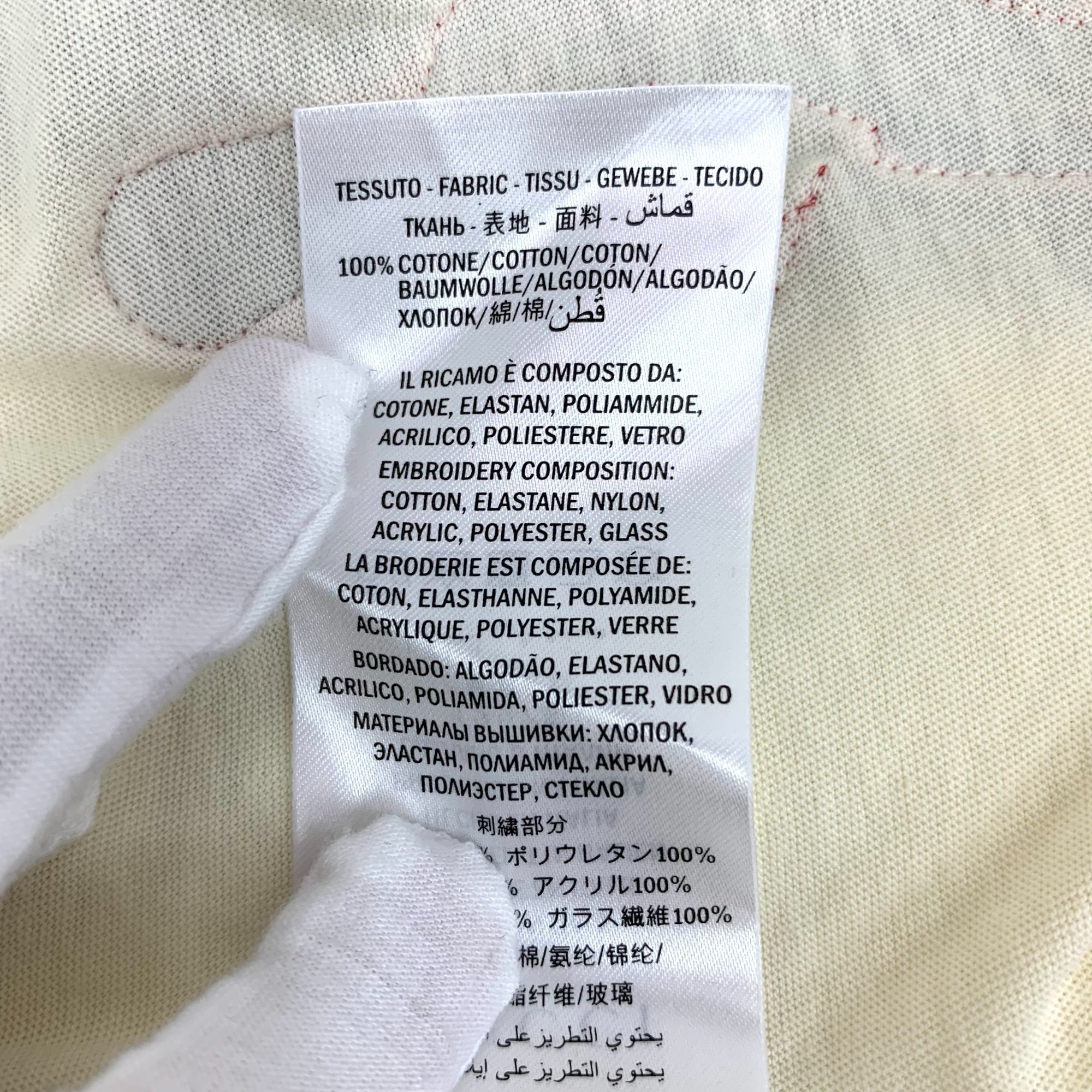 Gucci Gucci Beige Logo "Spiritismo" Rhinestone Cotton Short-Sleeve Size S / US 4 / IT 40 - 3 Thumbnail