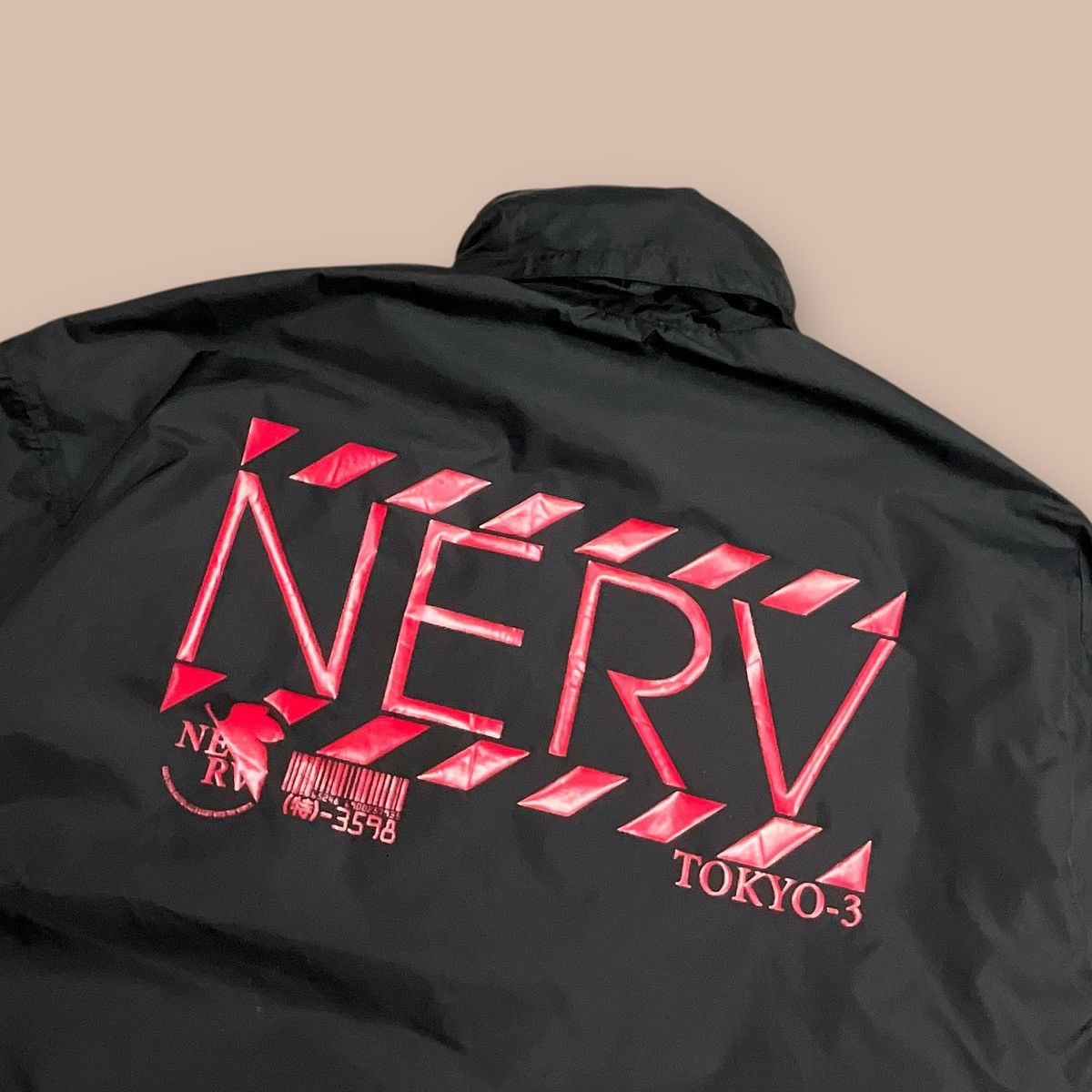 Anime Vintage Cospa X Evangelion "Tokyo-3 NERV" Nylon Hoodie Size US XXL / EU 58 / 5 - 9 Thumbnail