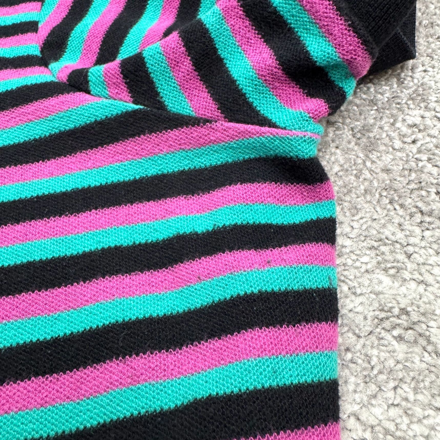 Hot Topic VINTAGE Hot Topic Sad Song A-Line Mini Polo Dress Womens 2 Striped Short Sleeve Casual Spring Summer Pink Green Black Cotton Blend Size XS / US 0-2 / IT 36-38 - 7 Thumbnail