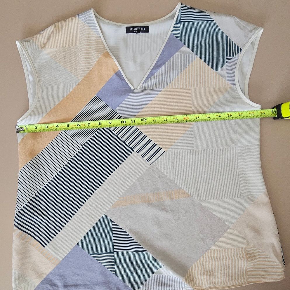 Lafayette 148 EUC Lafayette 148 Striped Sleeveless Silk Blouse Top XL Size XL / US 12-14 / IT 48-50 - 6 Thumbnail