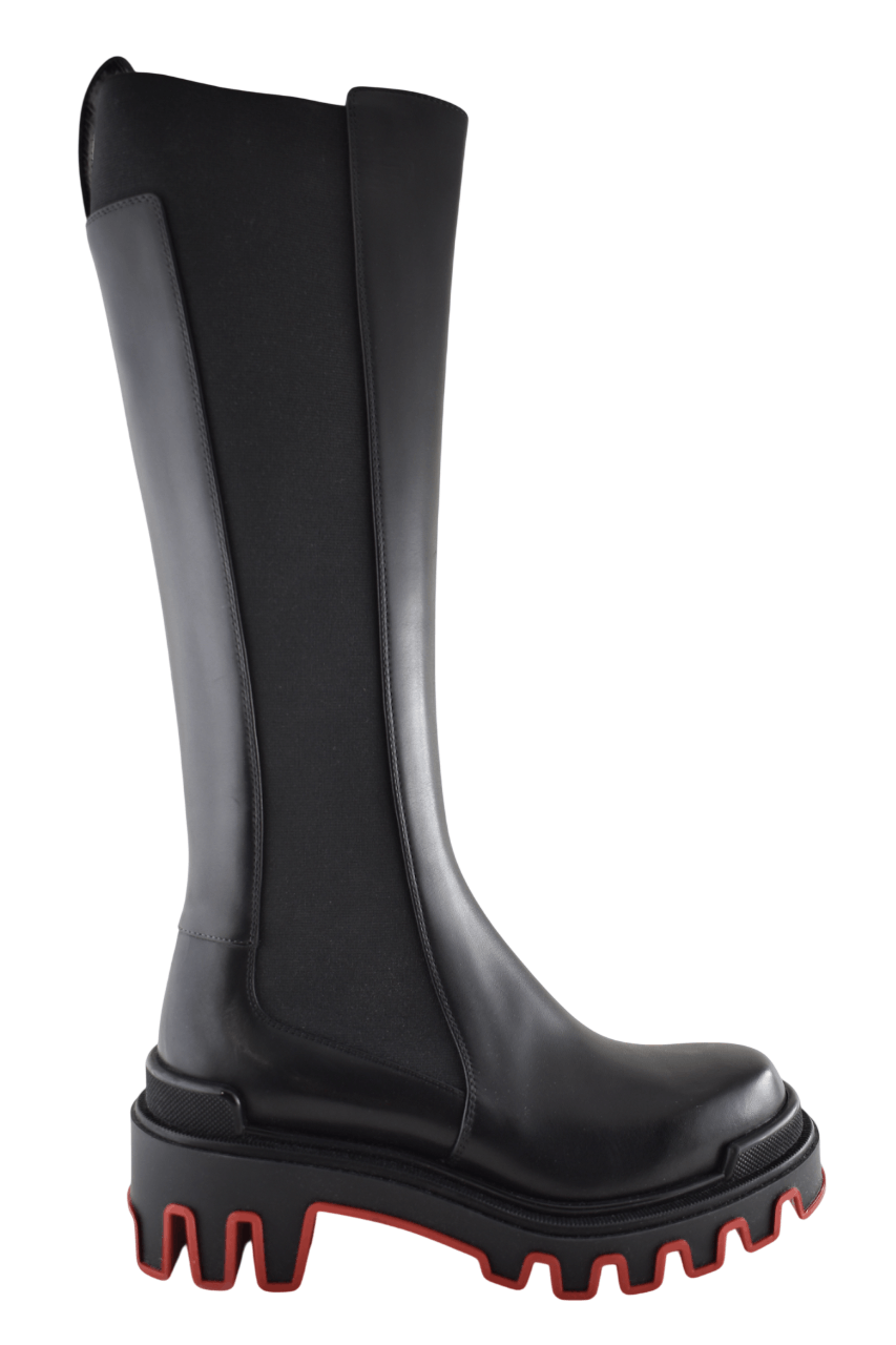 Christian Louboutin Marchacroche Dune Botta Black Leather Knee High Boot 40 Size US 10 / IT 40 - 7 Thumbnail
