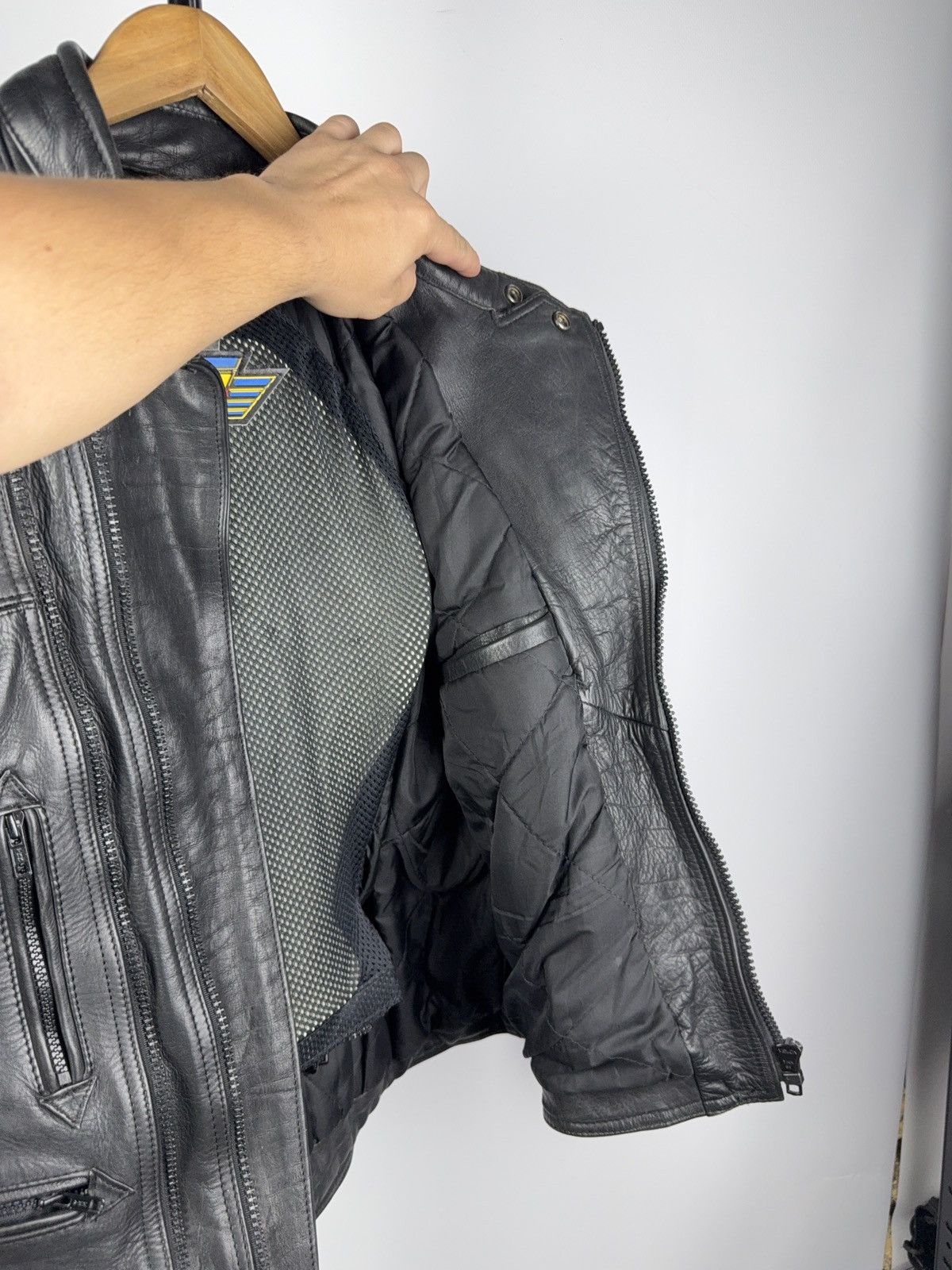 Leather Vntg 00s AKITO Heavy Leather Racing MOTO Bomber Jacket Punk Size US L / EU 52-54 / 3 - 20 Thumbnail
