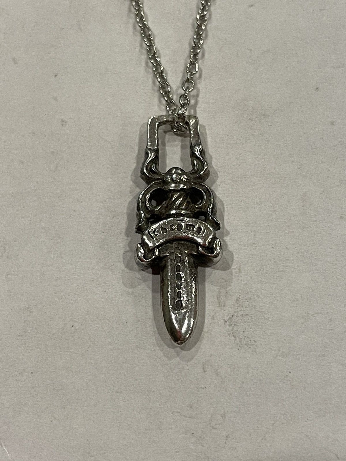 Chrome Hearts Chrome Hearts Dagger Pendant Silver Roll Chain Necklace ...