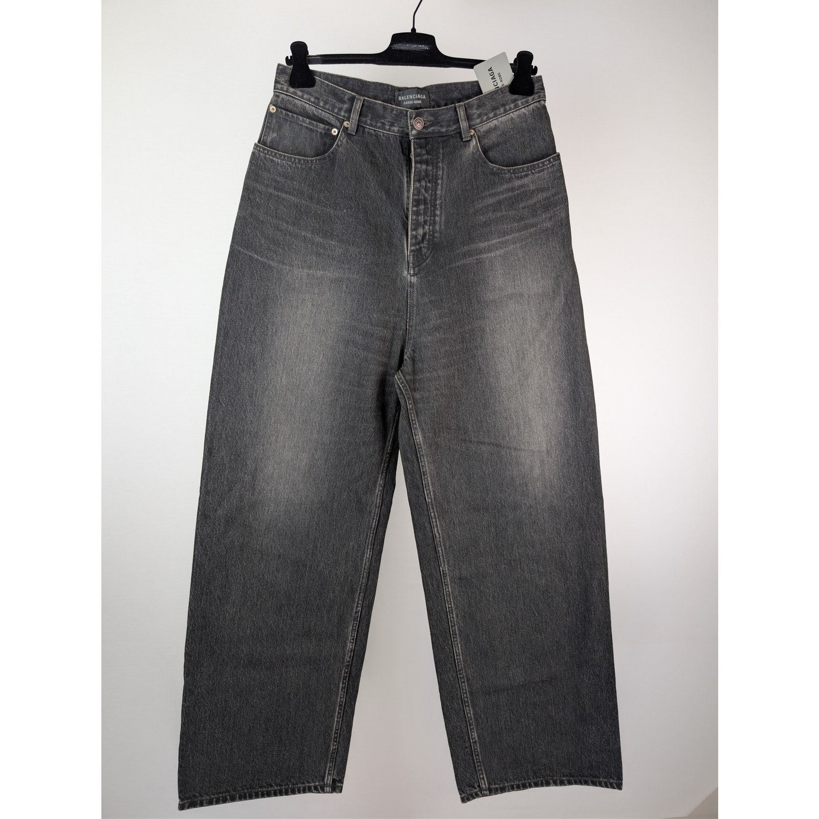 Balenciaga o1rshd1 Organic Japanese Denim Baggy Pants in Wash Black Size US 30 / EU 46 - 8 Thumbnail
