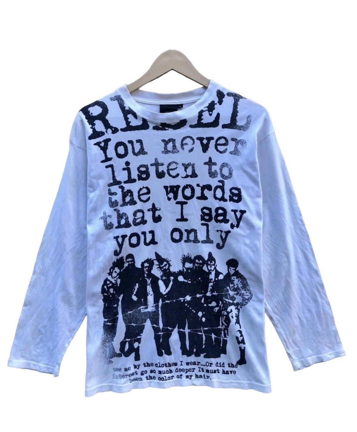 image of Malcolm Mclaren x Rock T Shirt Delete 1990 Oxfam Marijuana s Punk Shirt in White (Size Medium)