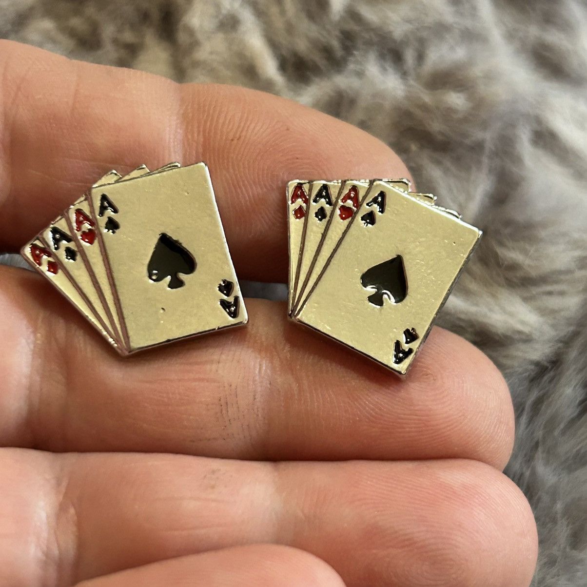 Other Men’s four aces silver enamel cuff links Size ONE SIZE - 4 Thumbnail