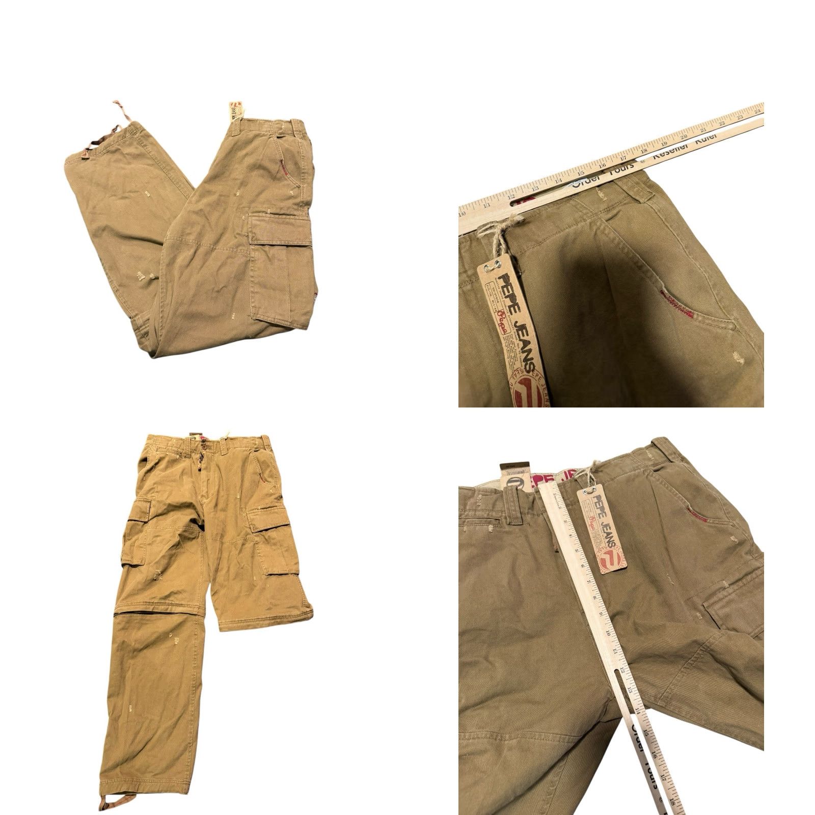Pepe Jeans VINTAGE Pepe Jeans London CHRIS Convertible Cargo Pants Shorts 34x33 Mocha Baggy Men Cargo Pants 34 Regular Mocha/Khaki Size US 34 / EU 50 - 9 Thumbnail