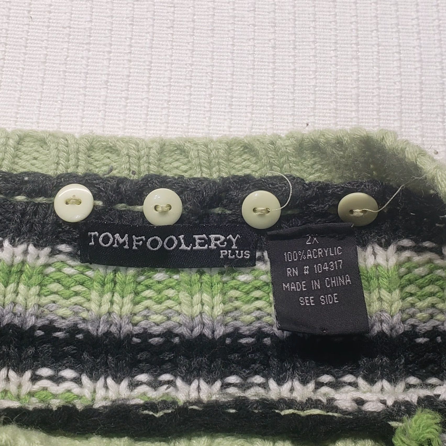 Vintage Tom Foolery Sweater Striped Knit Long Sleeve Adult 2X Green Women’s Plus Sized Size XXL / US 16-18 / IT 52-54 - 2 Thumbnail