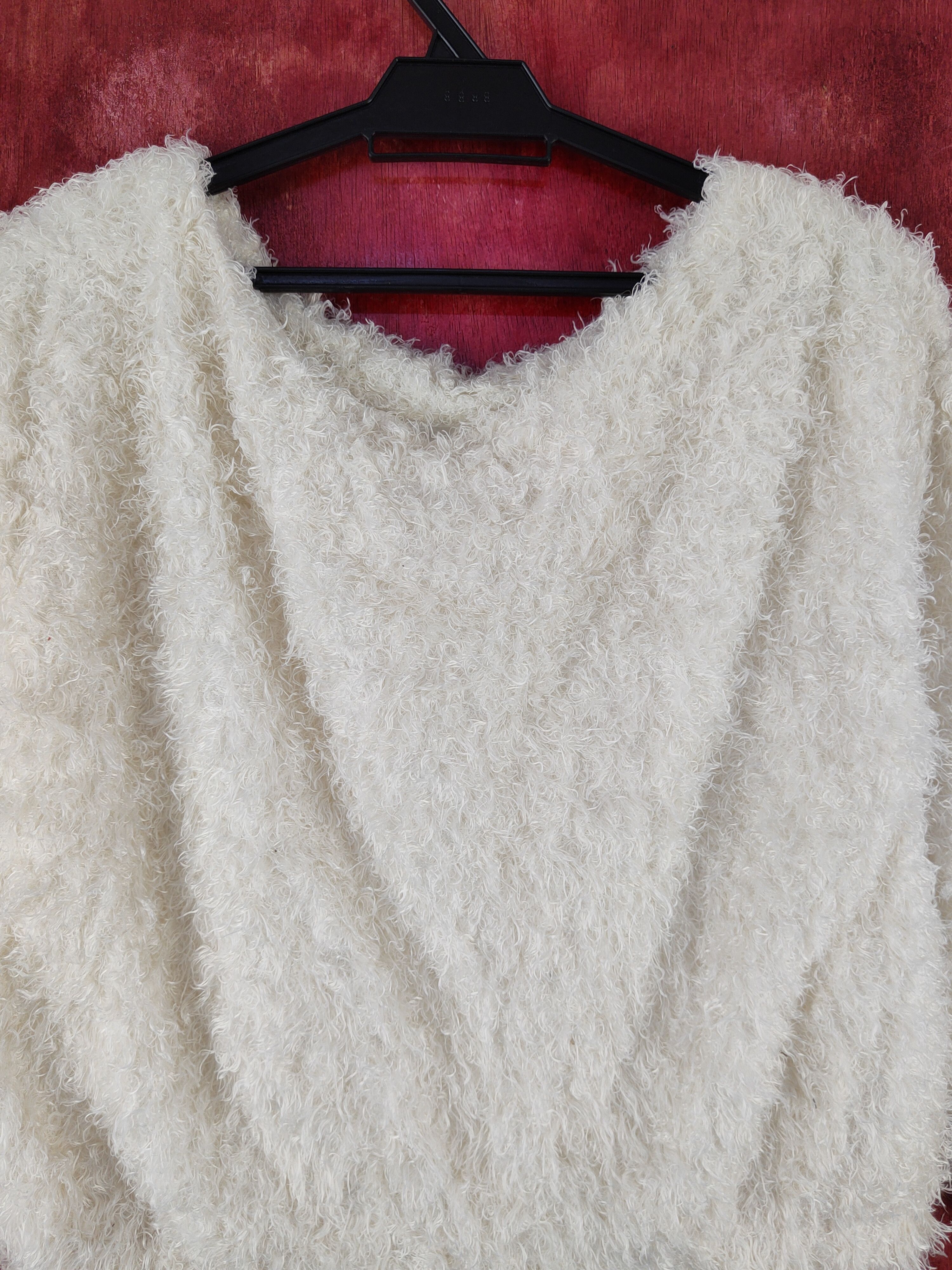 Aran Isles Knitwear × Japanese Brand × Vintage Vis Ivory Shag Shaggy Fur Mohair Knitwear #S2076 Size XS / US 0-2 / IT 36-38 - 2 Thumbnail