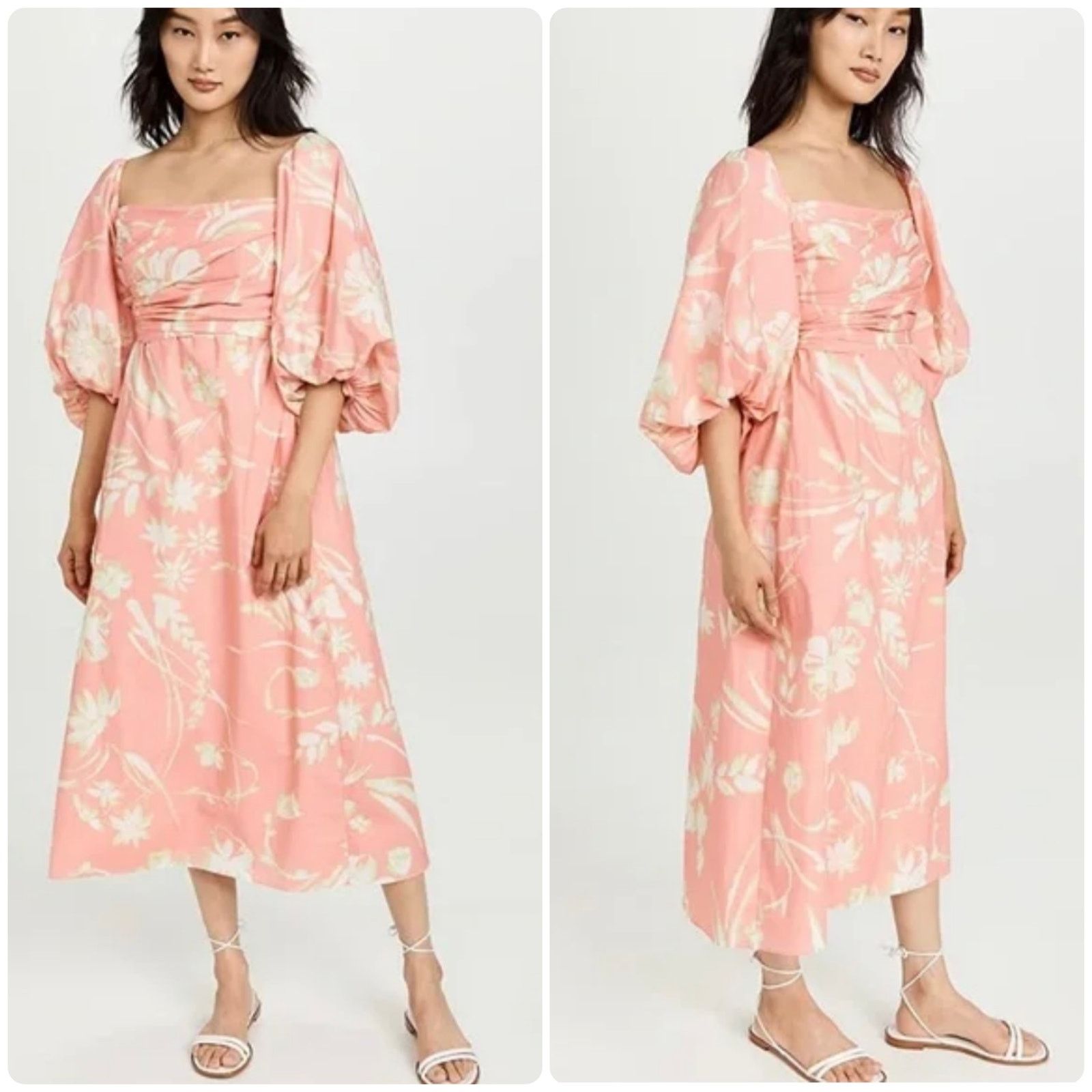 Tanya Taylor Tanya Taylor peach Alora midi dress size 4 floral cotton D1 Size S / US 4 / IT 40 - 1 Thumbnail