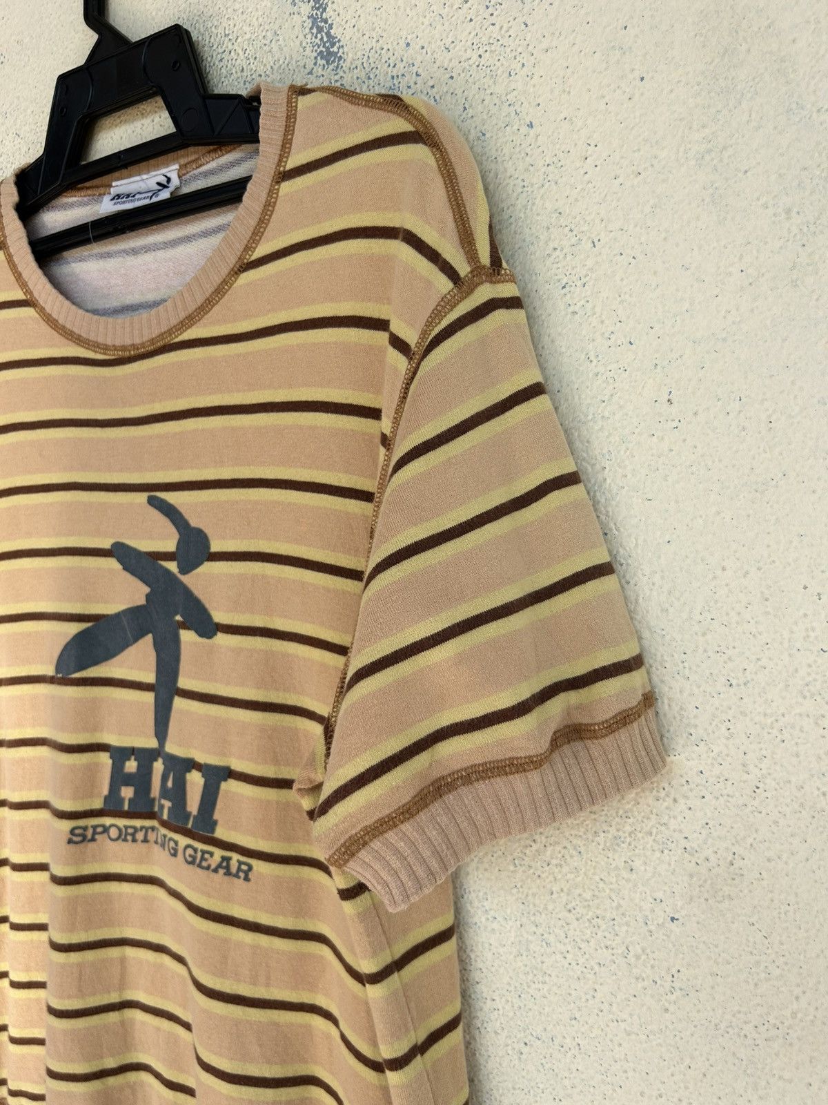 Hai Sporting Gear × Issey Miyake Hai Sporting Gear Stripes Short Sleeve Sweatshirt Size US M / EU 48-50 / 2 - 5 Thumbnail