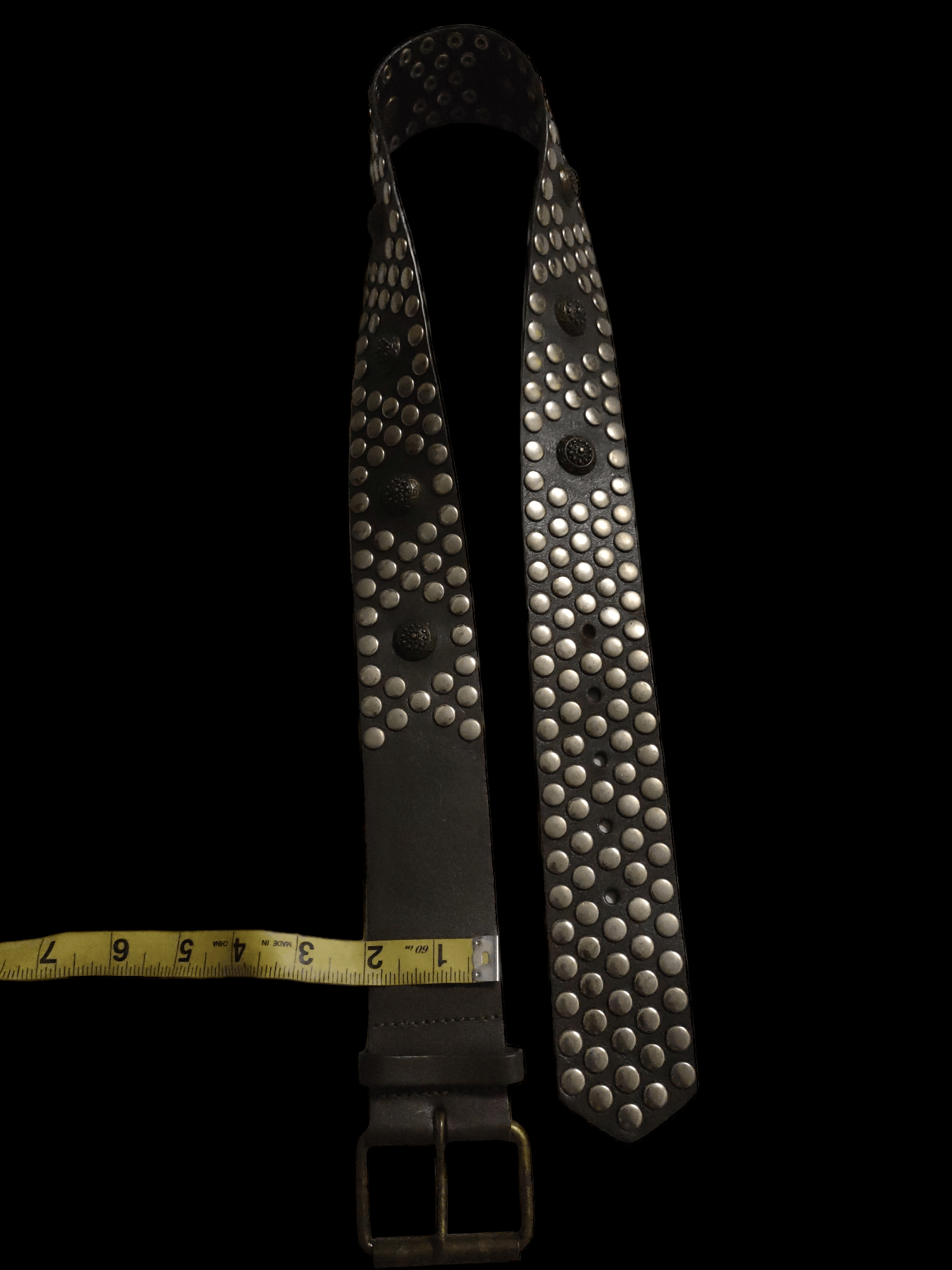 Leather Leather Belt Studded x Handmade Design Size 34 - 5 Thumbnail