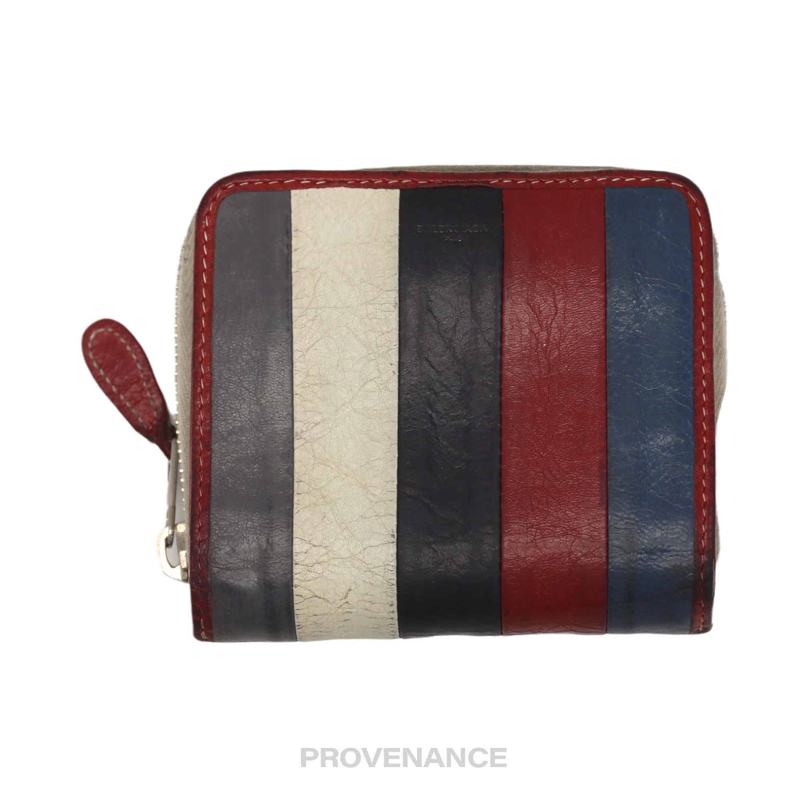 image of Balenciaga Bazaar Striped Trifold Wallet, Women's