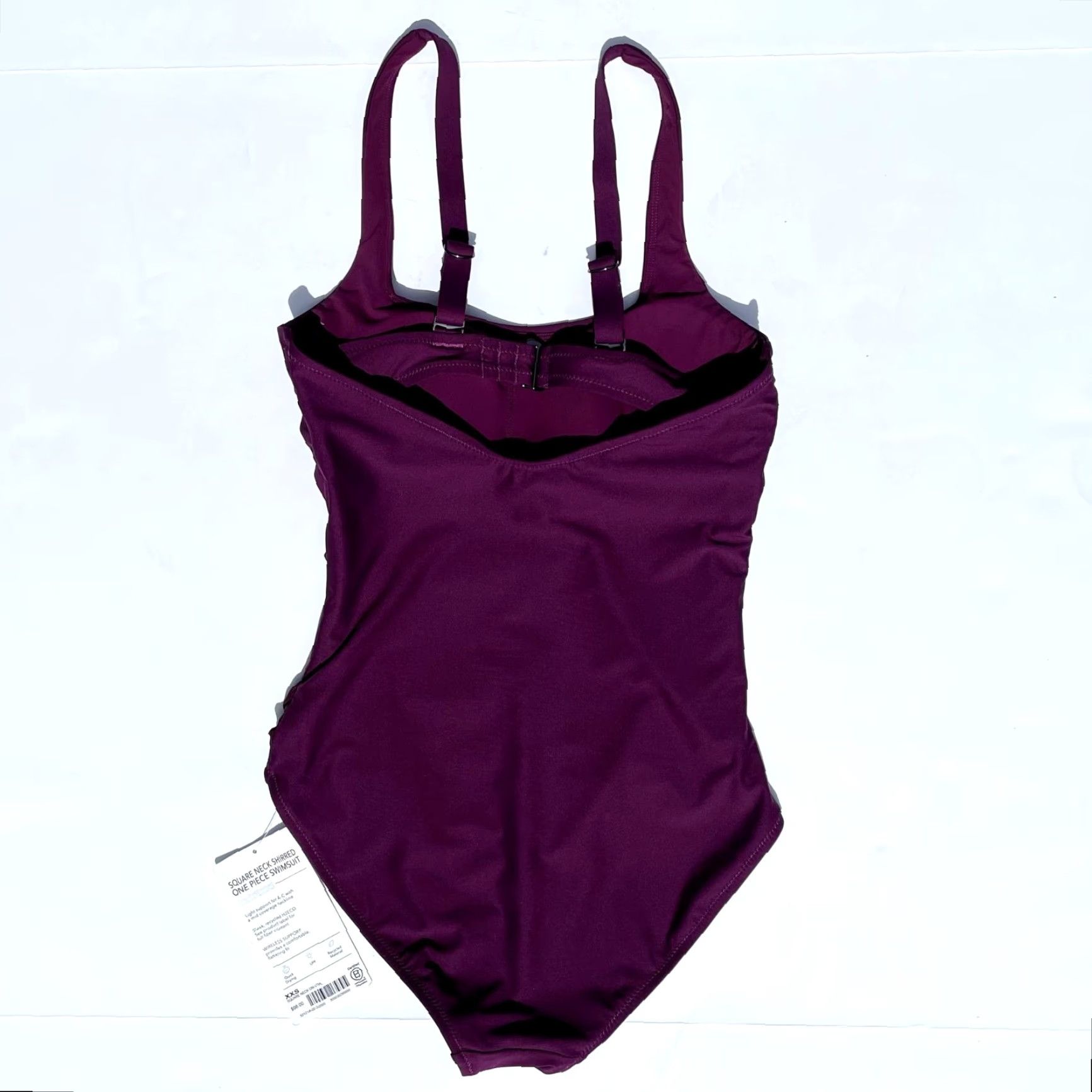 Athleta Athleta One Piece Swimsuit Women's XXS Purple Shirred Square Neck Size ONE SIZE - 3 Thumbnail