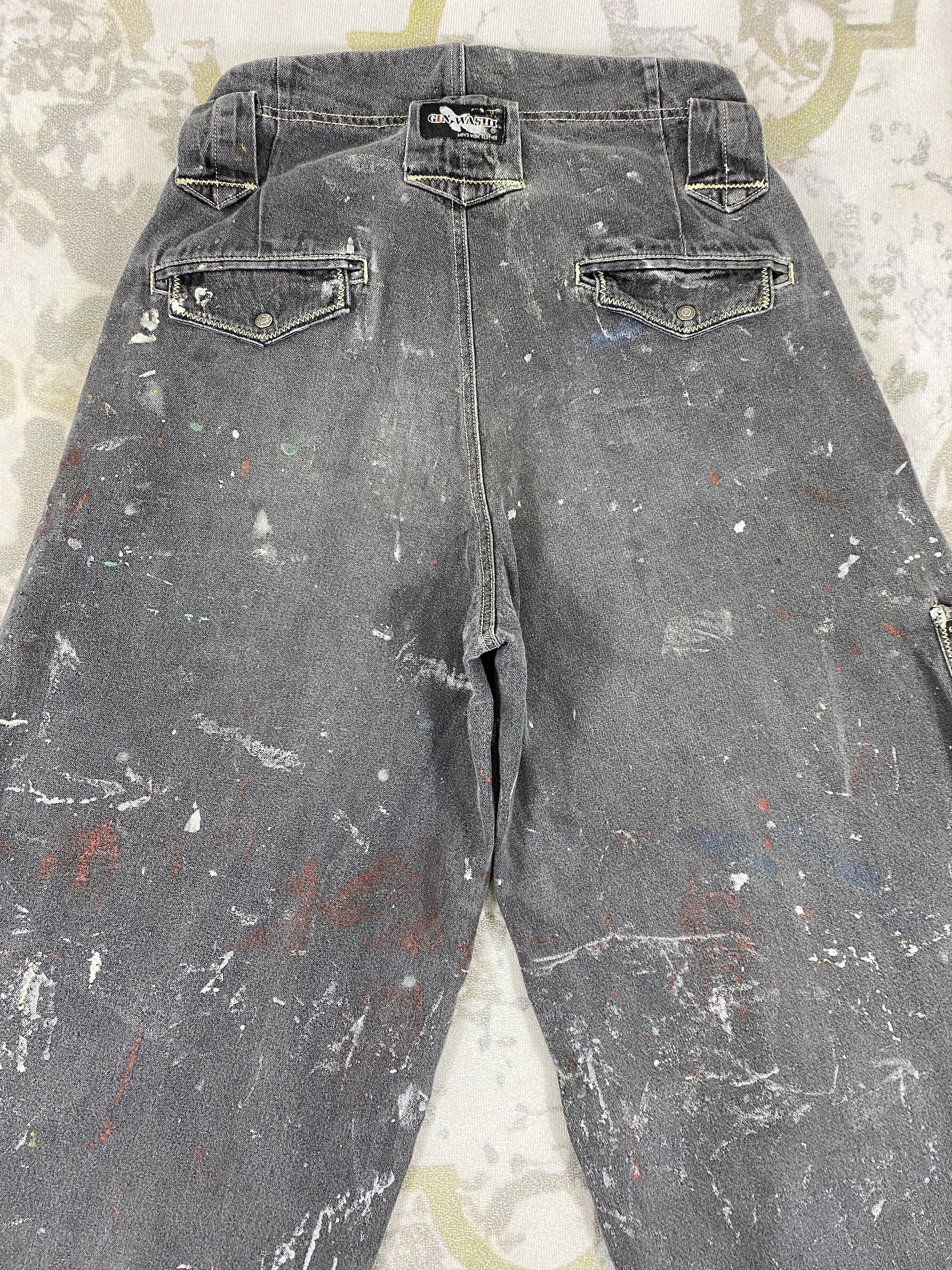 Vintage Distressed Paint Vintage Baggy Jeans 30x40 Denim-JN3574 Size US 30 / EU 46 - 4 Thumbnail