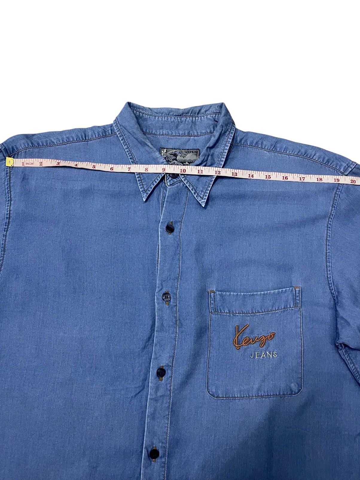 Kenzo 90s Kenzo Jeans Embroidered Pocket Denim Button Down Shirt Size US L / EU 52-54 / 3 - 9 Thumbnail