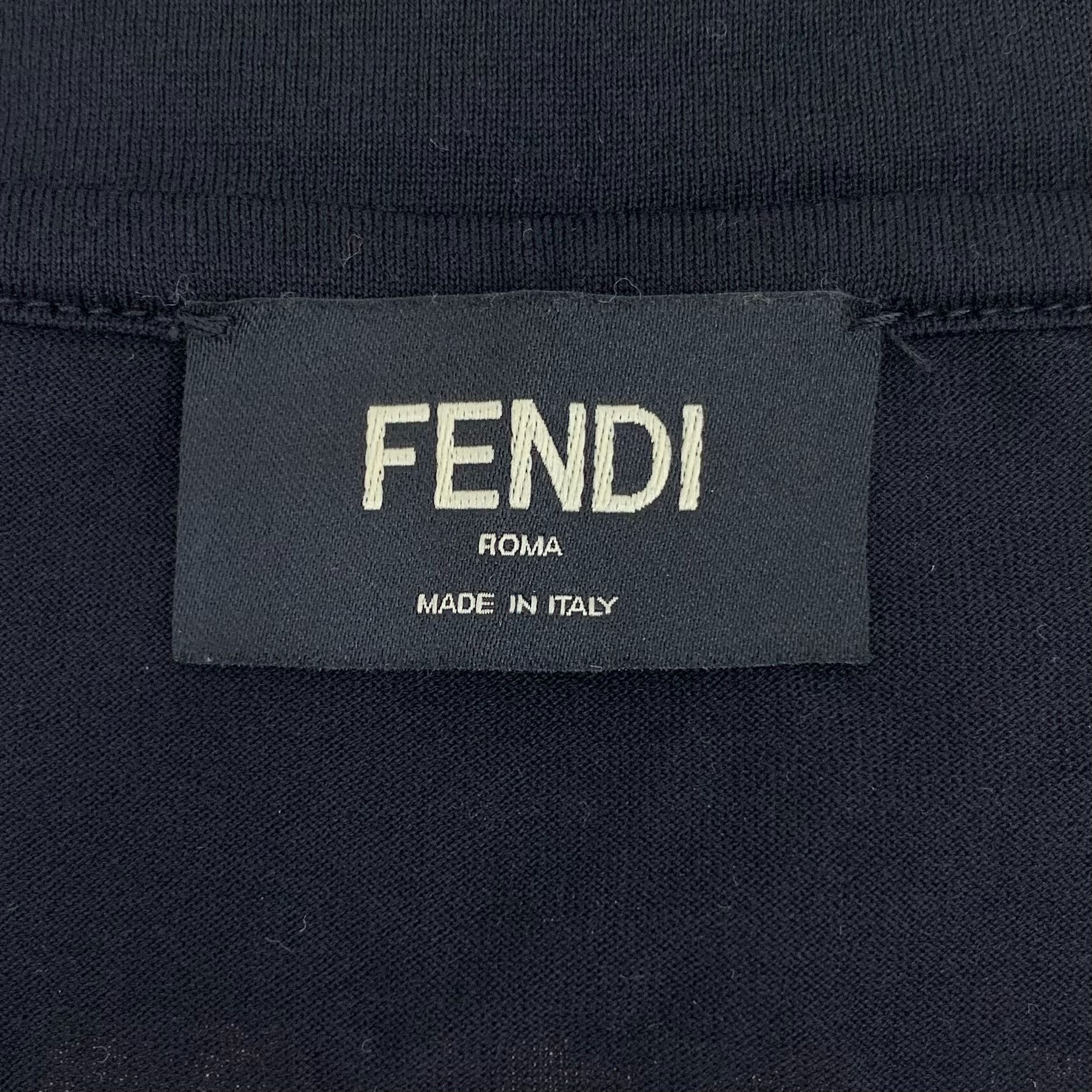 Fendi Fendi Black & White Color-Blocked "Freedom" Print Cotton Rou Size US M / EU 48-50 / 2 - 2 Thumbnail