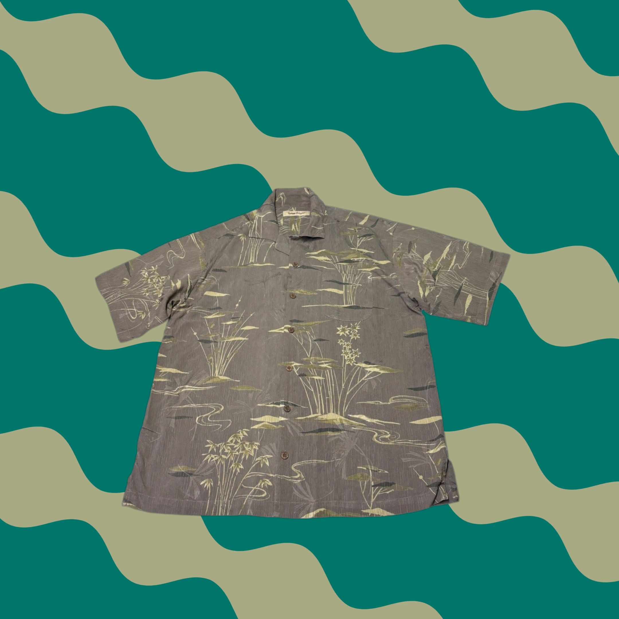 Tommy Bahama Tommy Bahama Mens Large Silk Camp Shirt Brown Tropical Bamboo Short Sleeve Casual Travel Button-Up Size US L / EU 52-54 / 3 - 1 Thumbnail