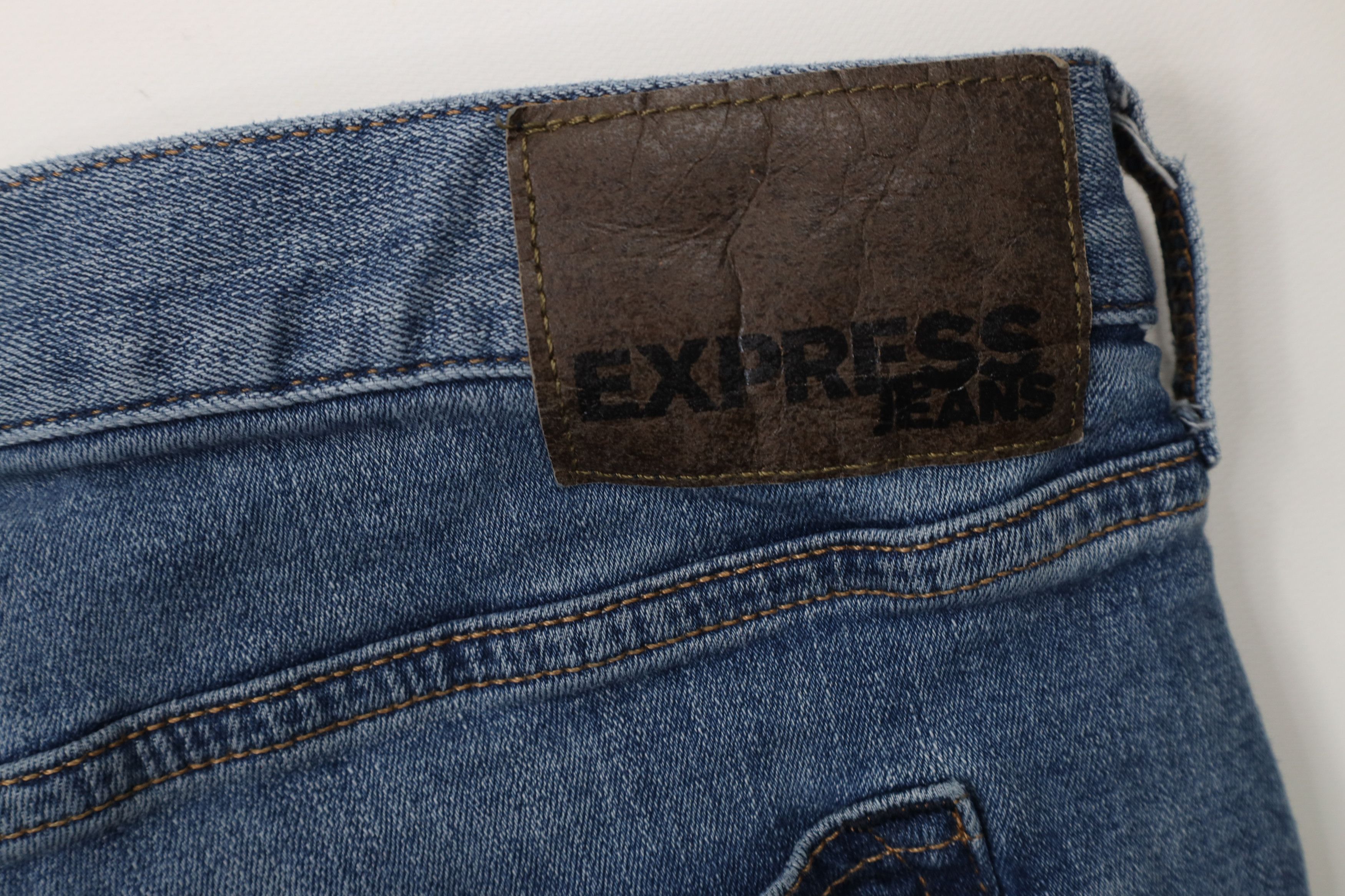 Express × Vintage Express Skinny Leg Ribbed Moto Motorcycle Denim Jeans Blue Size US 34 / EU 50 - 12 Thumbnail
