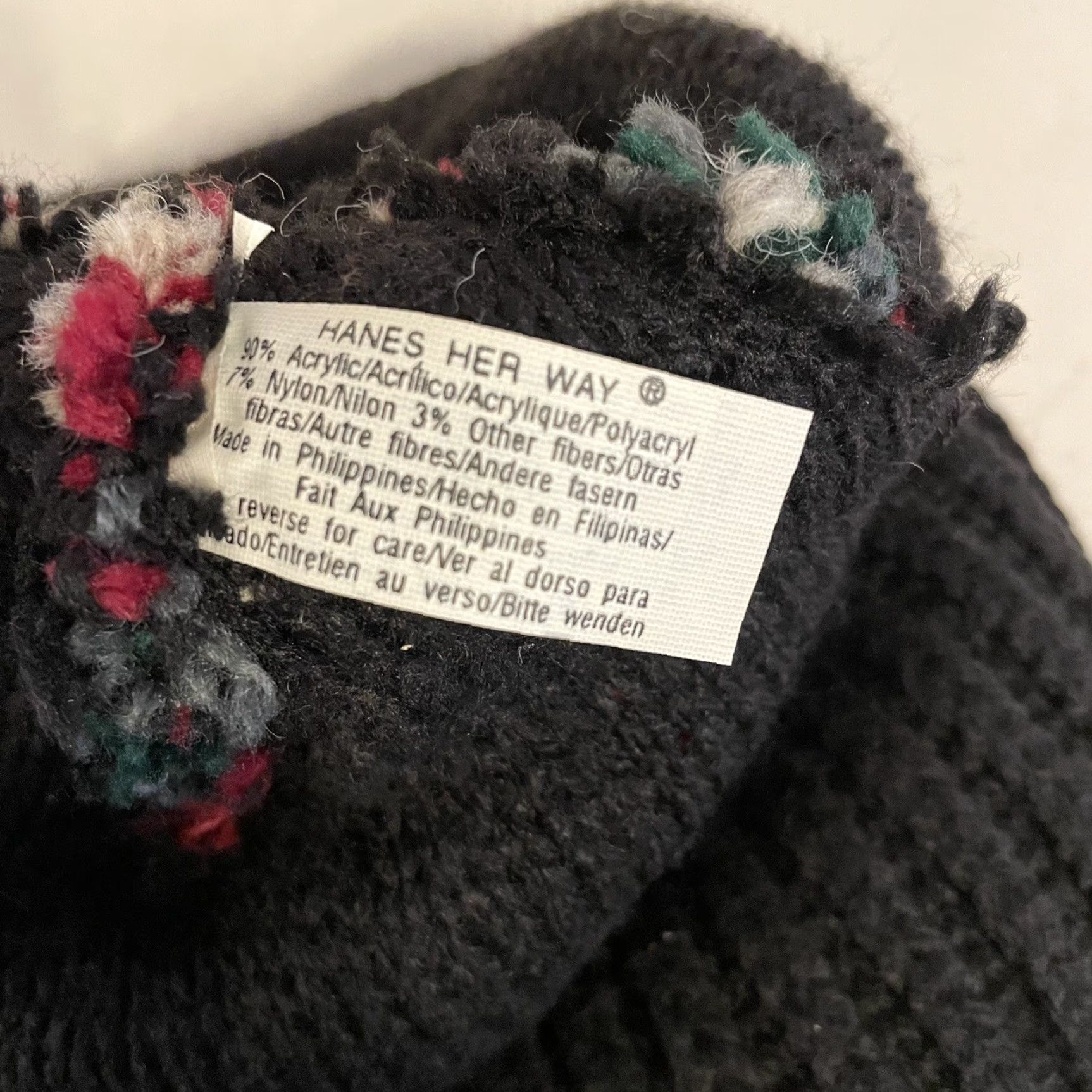 Hanes VINTAGE 90s Black Knitted Beanie Hat Hanes Her Way One Size Foldover Winter Womens Size ONE SIZE - 7 Thumbnail
