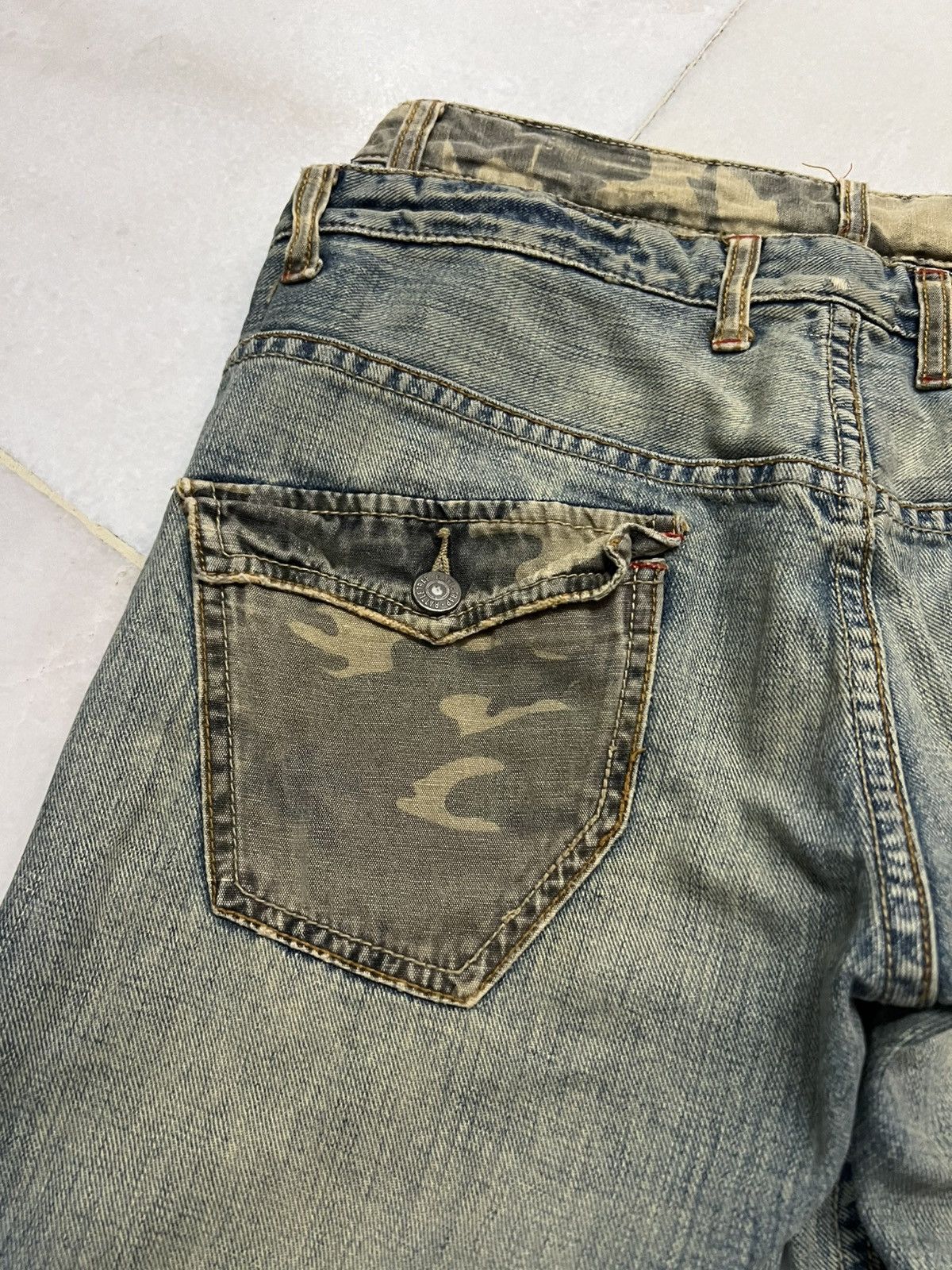 Japanese Brand Double Waist💥Rattle Trap Distressed Light Wash kapital style Size US 30 / EU 46 - 19 Thumbnail