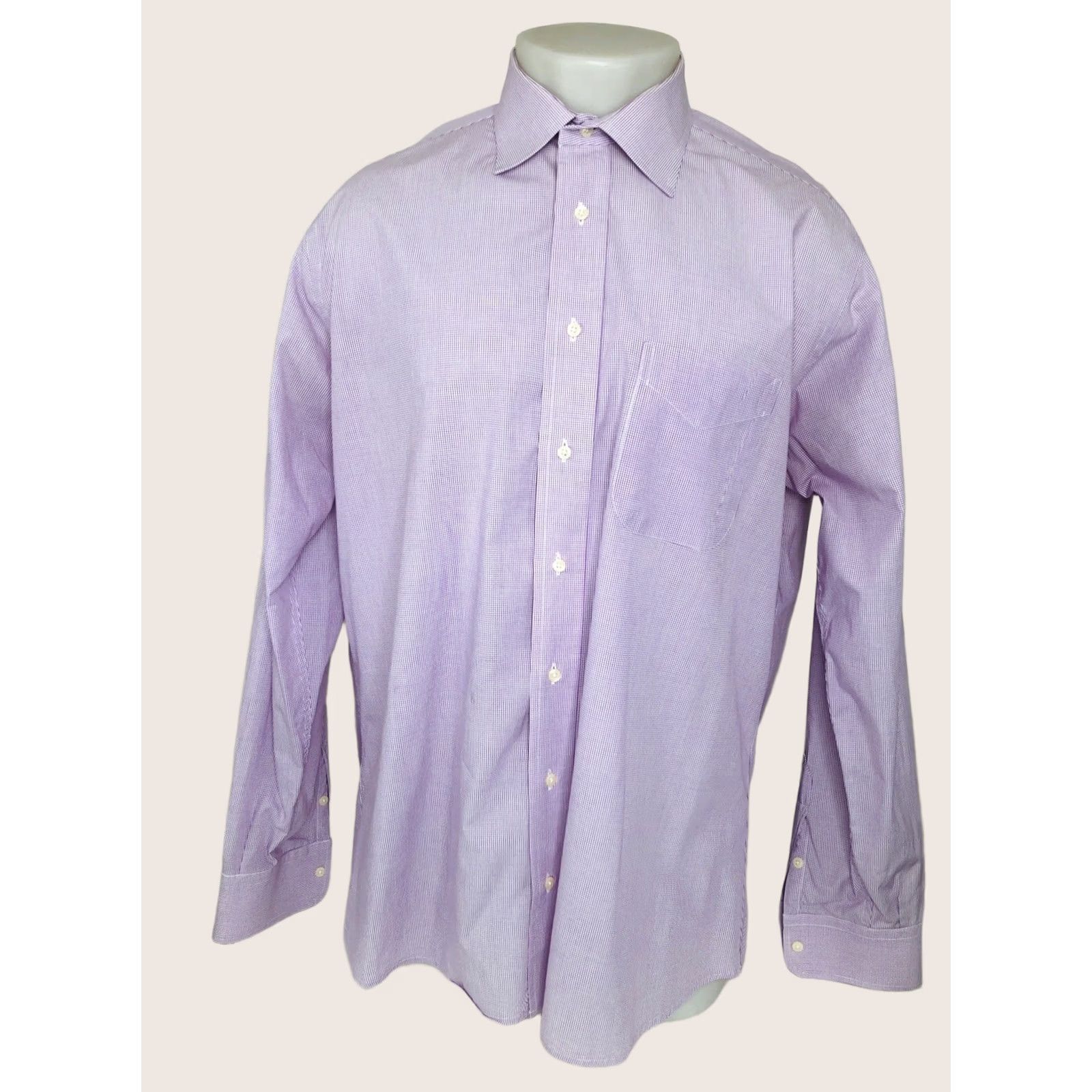 Vintage GITMAN BROS. Mens 16/35 Button-Up Plaid Shirt White / Dark Pink USA Made Long Sleeve - Excellent Size US L / EU 52-54 / 3 - 1 Thumbnail