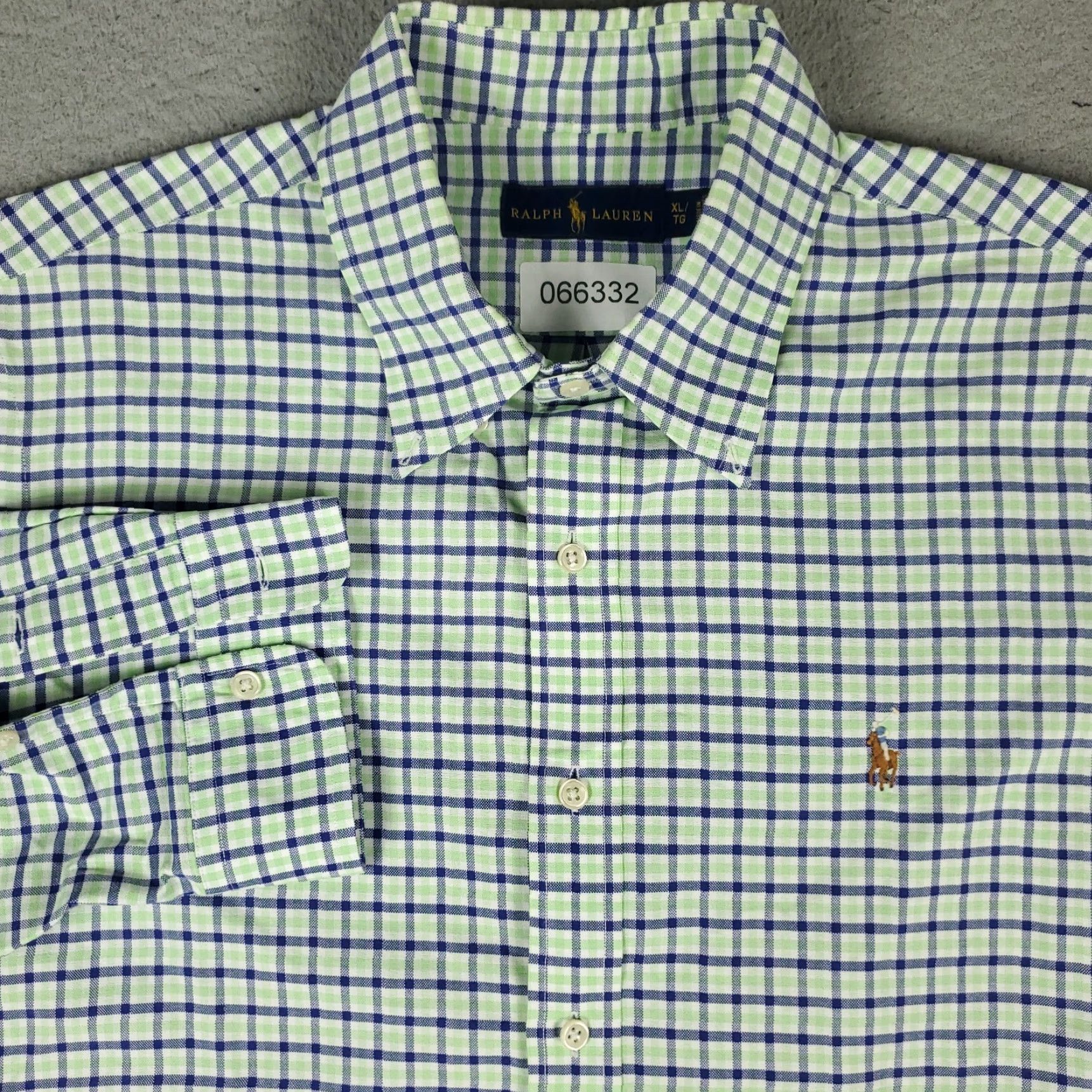 Ralph Lauren Ralph Lauren Shirt Mens XL Green Blue Check Pony Button Up Long Sleeve Shirt Size US XL / EU 56 / 4 - 2 Thumbnail