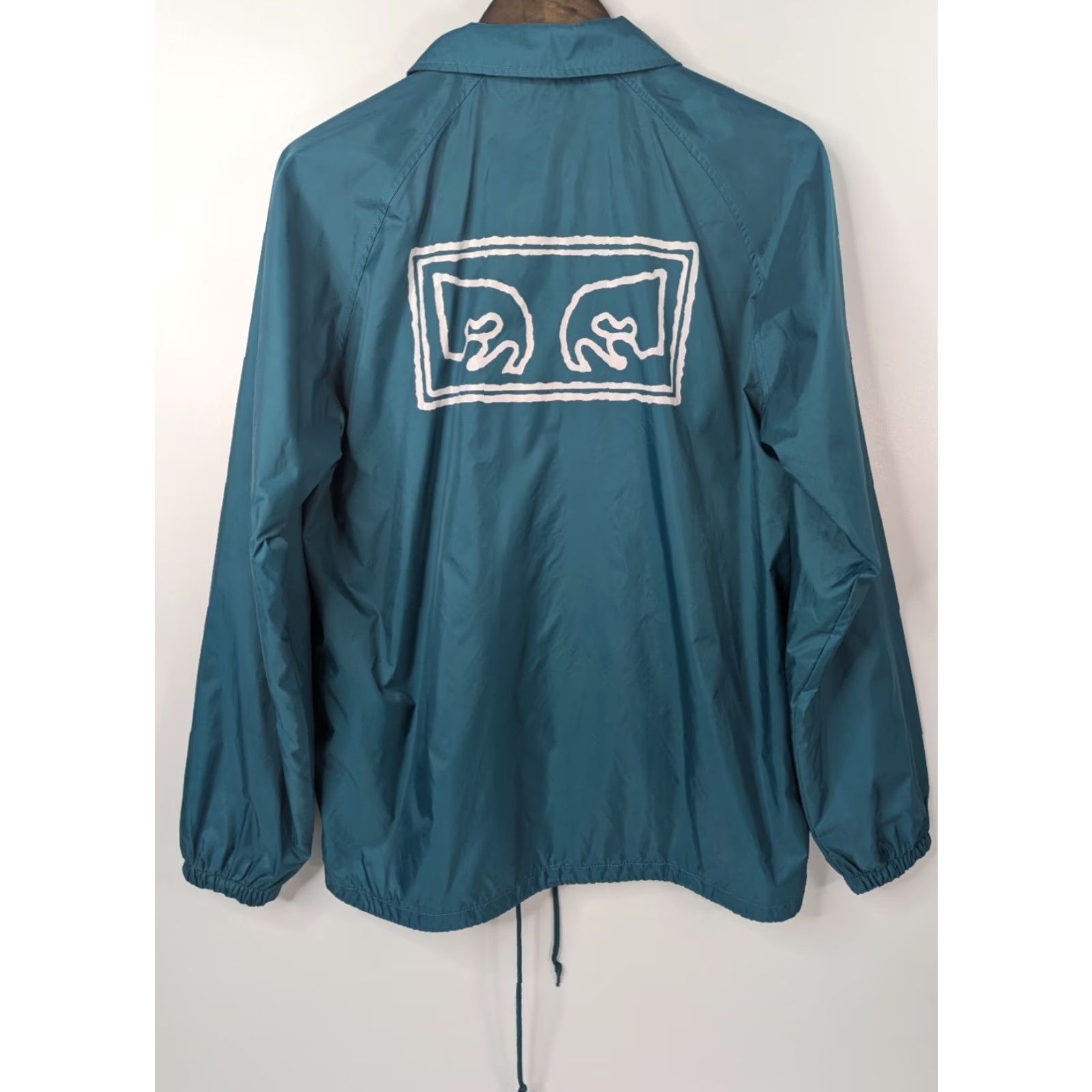 Obey OBEY Windbreaker Teal Jacket M Logo Front Snap Nylon Coat Streetwear Mens Jacket Size US M / EU 48-50 / 2 - 2 Thumbnail
