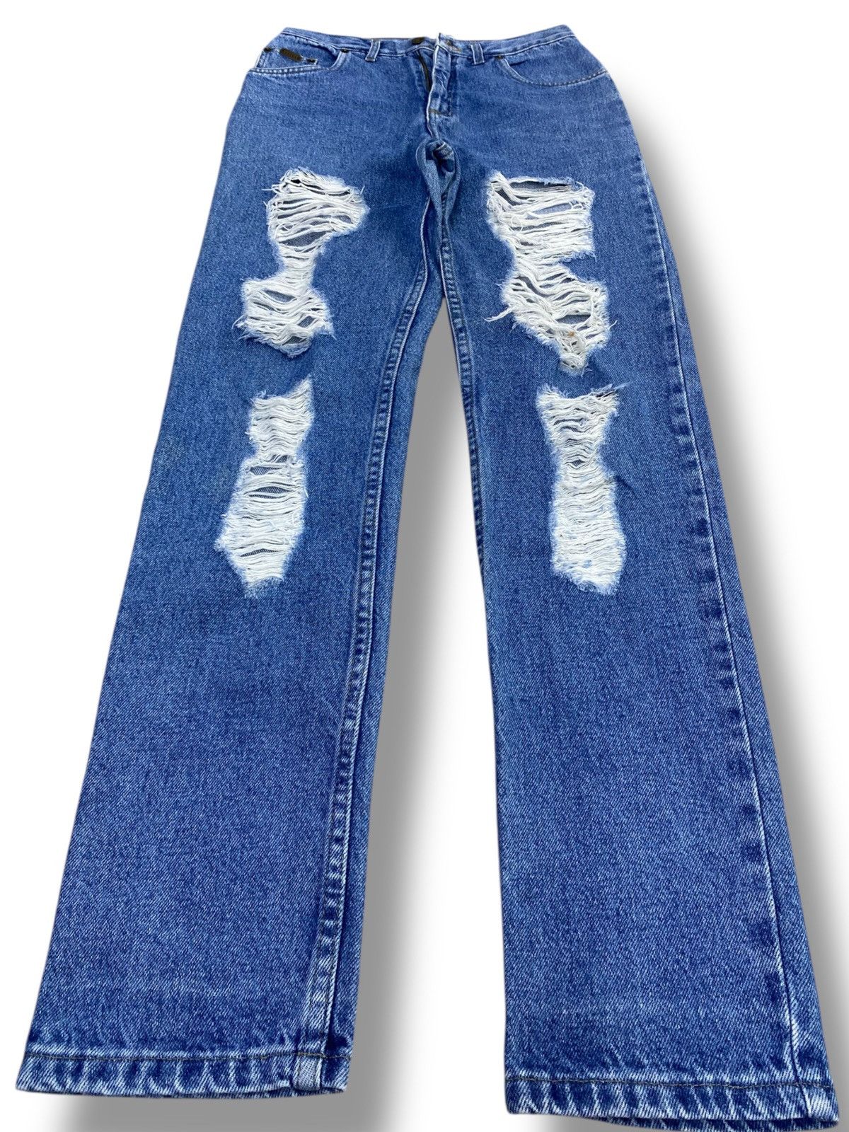 Japanese Brand Japanese Wesley Brand Acid Blue Wash Style Distressed Jeans Size US 30 / EU 46 - 1 Thumbnail