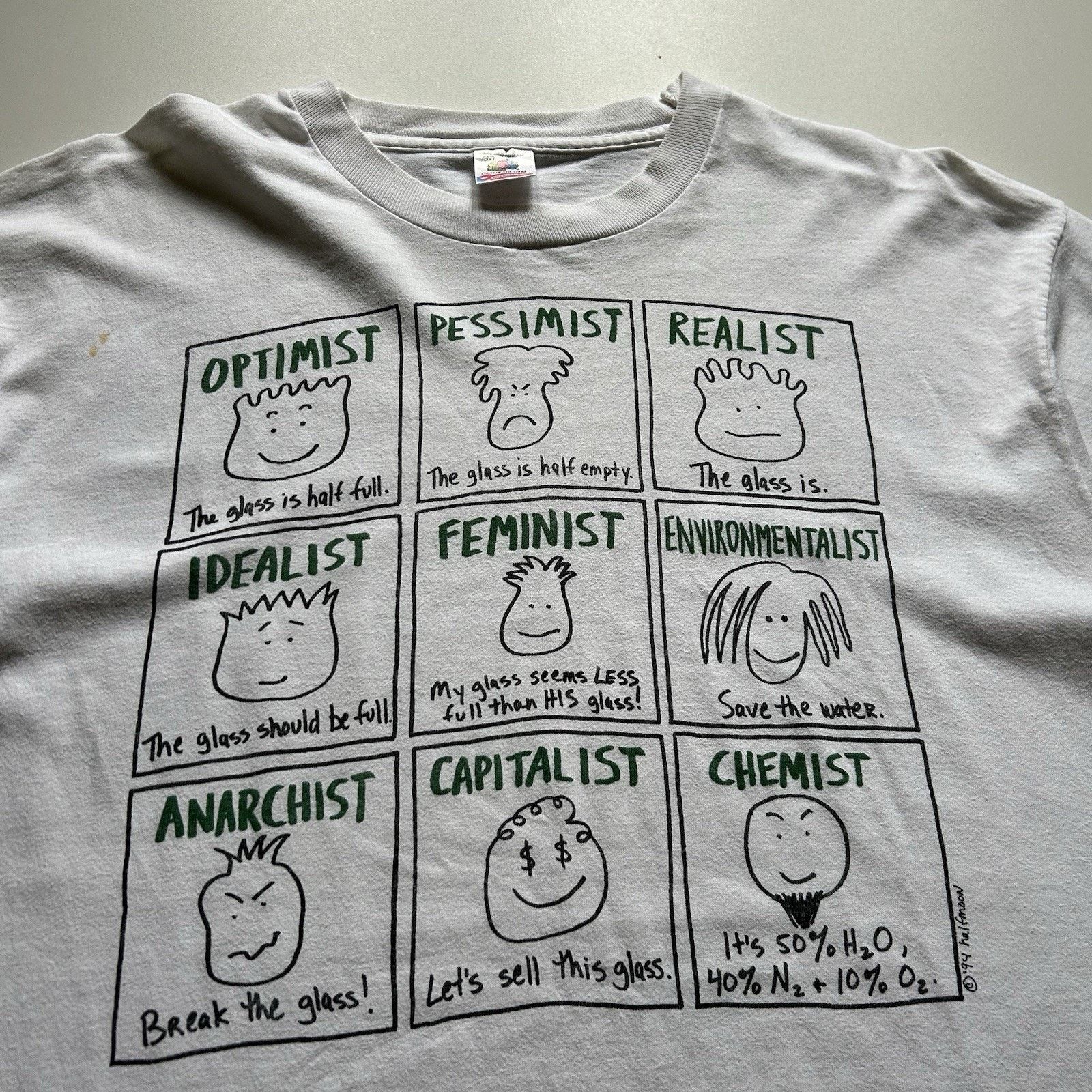 Fruit Of The Loom Vintage 90s Funny T Shirt XL Life Perspective View Art Rare Size US XL / EU 56 / 4 - 2 Thumbnail