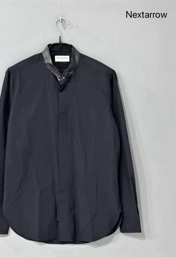 Saint Laurent Paris × Yves Saint Laurent Saint Laurent Leather collar black shirt2410-Nextarrow Size US S / EU 44-46 / 1 - 3 Thumbnail