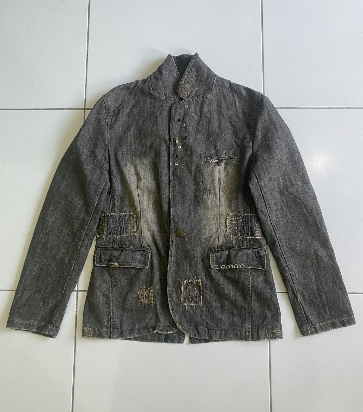 In The Attic Vintage In the attic indigo patwork Tartan black Jacket Size L / US 10 / IT 46 - 1 Thumbnail