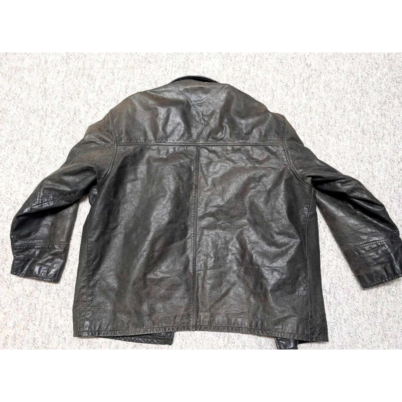 George VINTAGE broke-in patina leather coat Mens XL brown Patina Broke-in 1990s Y2K car coat Overcoat Leather George XS-XL? Size US XL / EU 56 / 4 - 2 Thumbnail