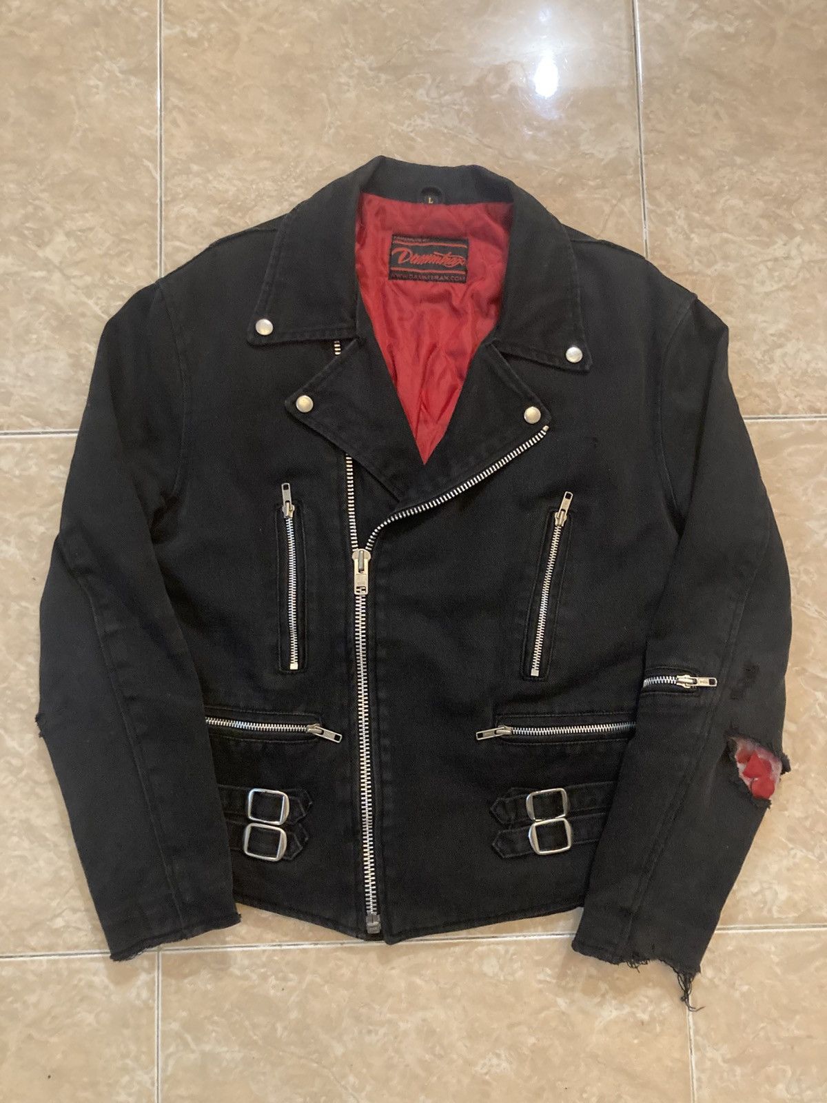Japanese Brand Vintage Distress Dammtrax Double Collar Denime Jacket Size US L / EU 52-54 / 3 - 3 Thumbnail
