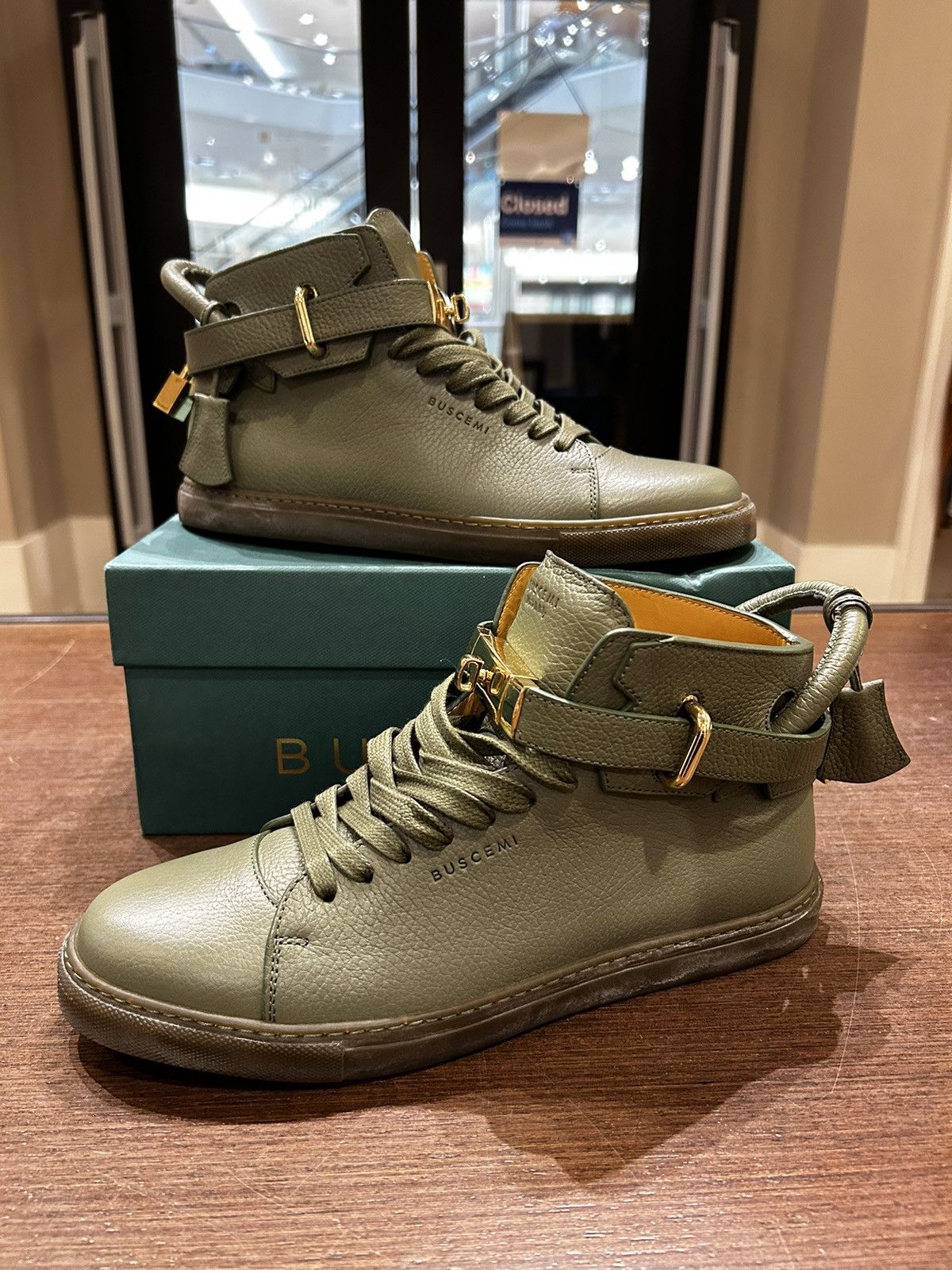 Buscemi Buscemi Green Leather Buckle Sneaker | Grailed