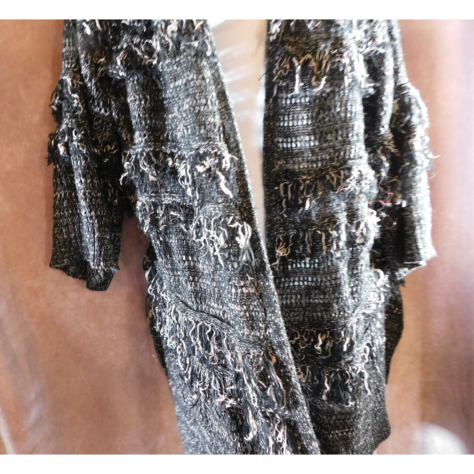 Other Whimsy Goth Black And White Shaggy Cardigan Size L / US 10 / IT 46 - 6 Thumbnail